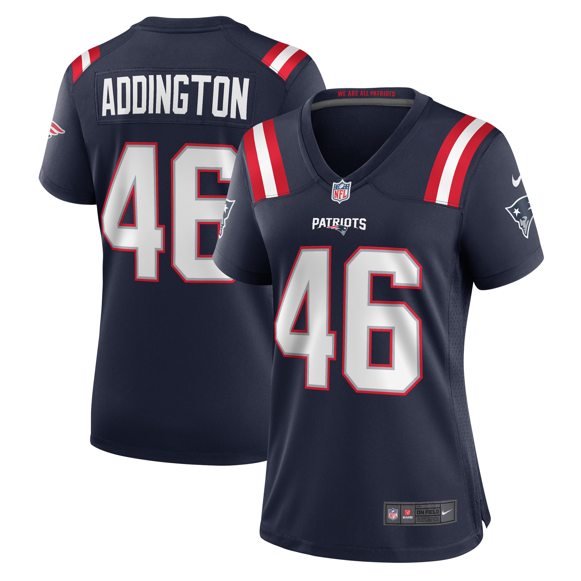 New England Patriots Tucker Addington Navy Home Game Player Jersey for Youth Women Men - Friend Lounge Store - Shop for All Things Jerseys Sports - PersonalJerseys