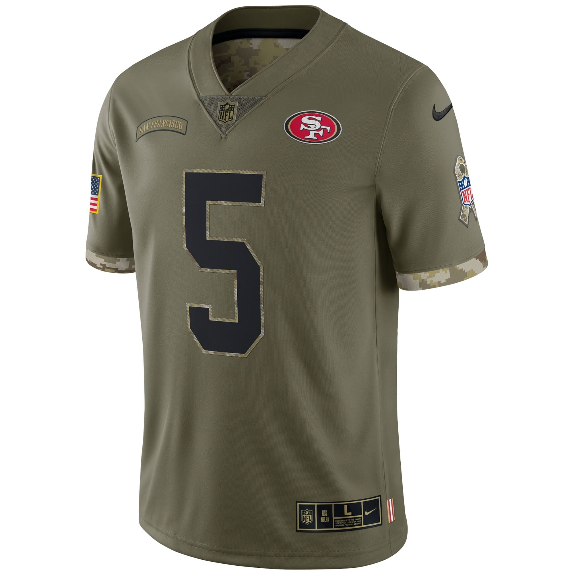 Men's Nike Trey Lance Olive San Francisco 49ers 2022 Salute To Service Limited Jersey - PersonalJerseys