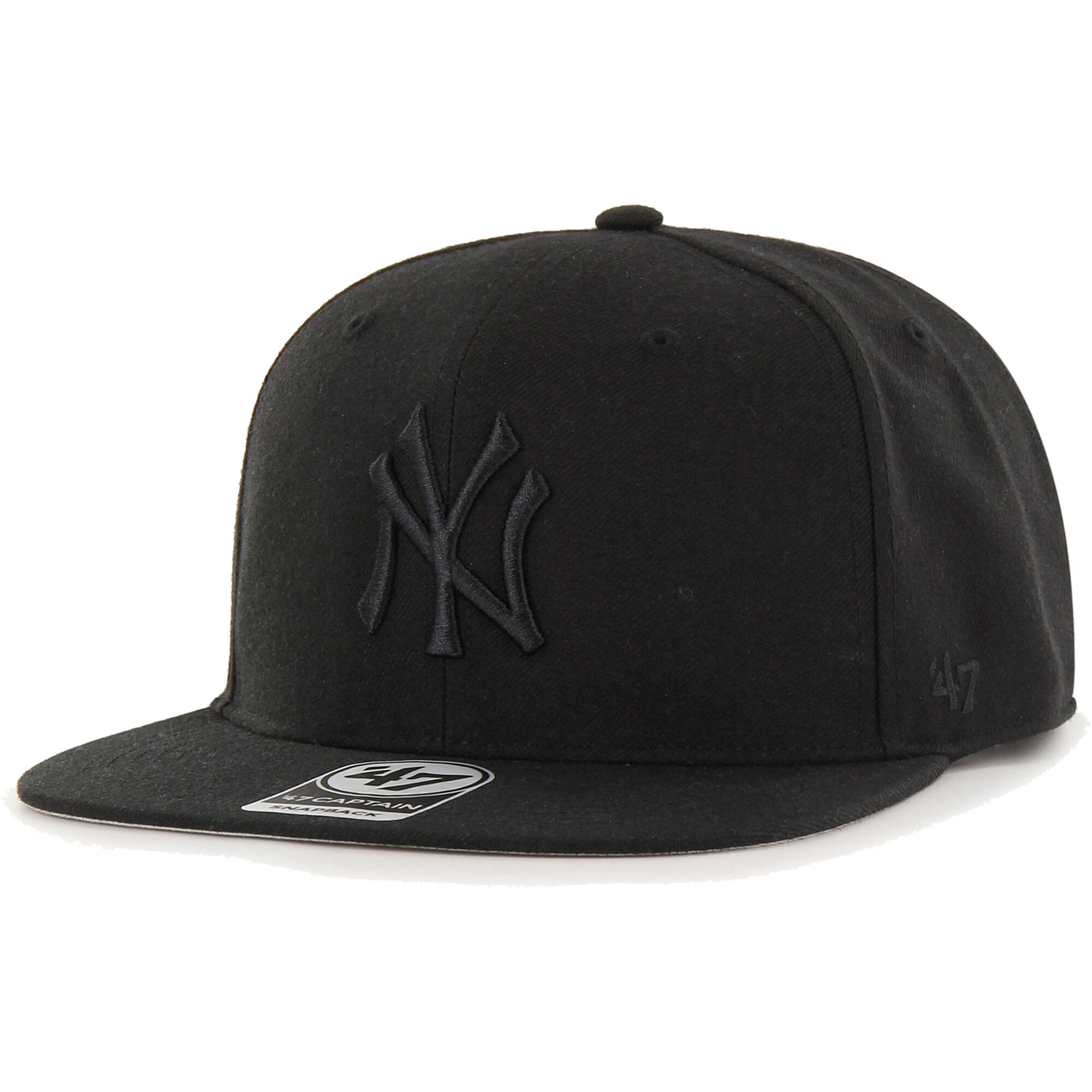 New York Yankees '47 Black on Black Sure Shot Captain Snapback Hat - PersonalJerseys