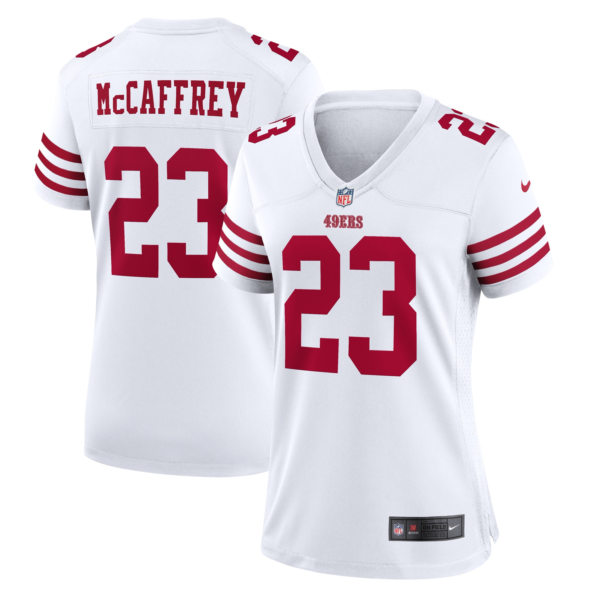 San Francisco 49ers Christian McCaffrey White Game Player Jersey for Youth Women Men - Friend Lounge Store - Shop for All Things Jerseys Sports - PersonalJerseys