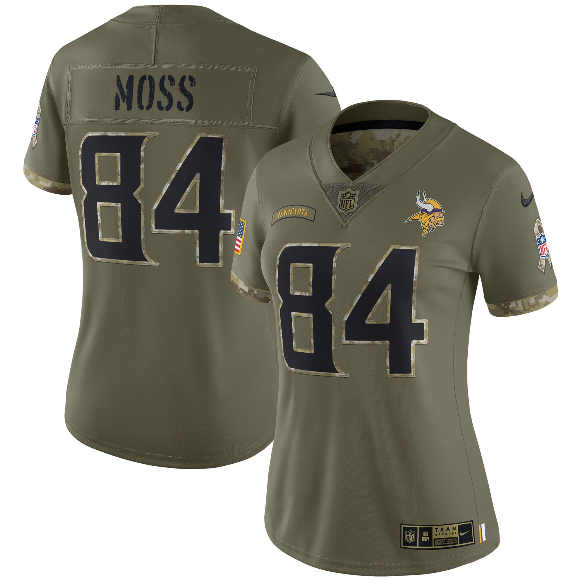 Randy Moss Minnesota Vikings Nike Women's 2022 Salute To Service Retired Player Limited Jersey - Olive - PersonalJerseys