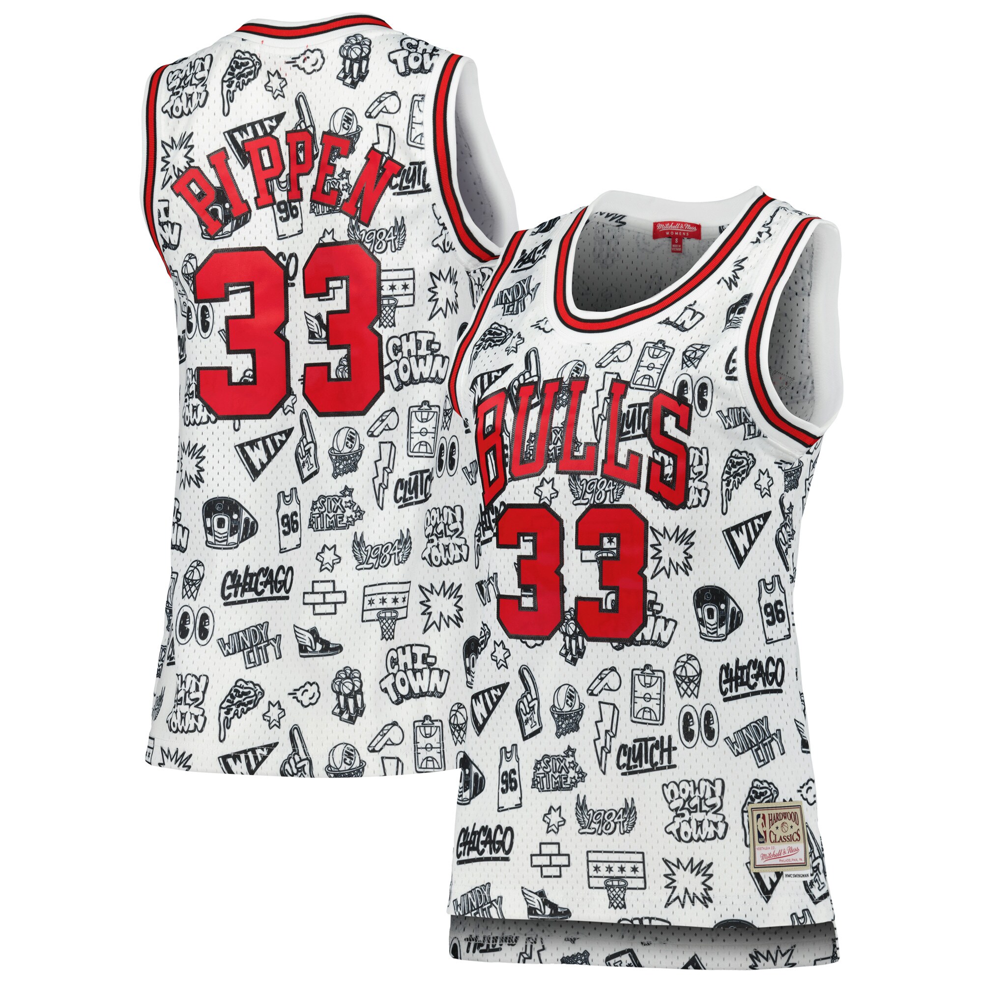 Scottie Pippen Chicago Bulls Mitchell &Ness Women's 1997 Doodle Swingman Jersey - White - PersonalJerseys