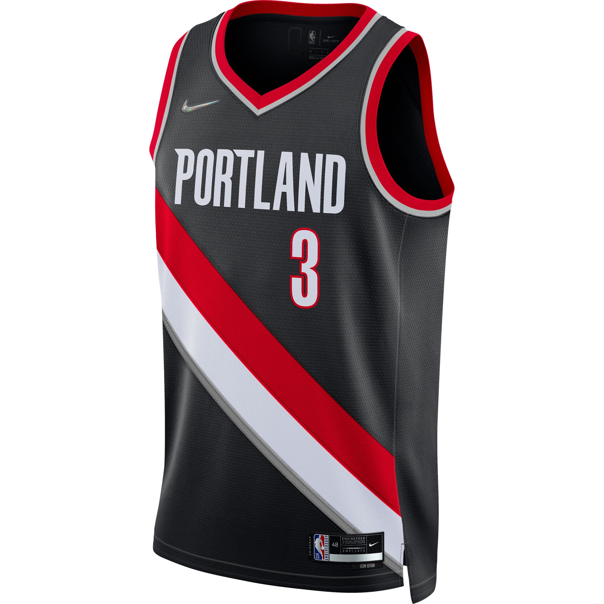 C.J. McCollum Portland Trail Blazers Nike 2021/22 Diamond Swingman Jersey - Icon Edition - Black - PersonalJerseys