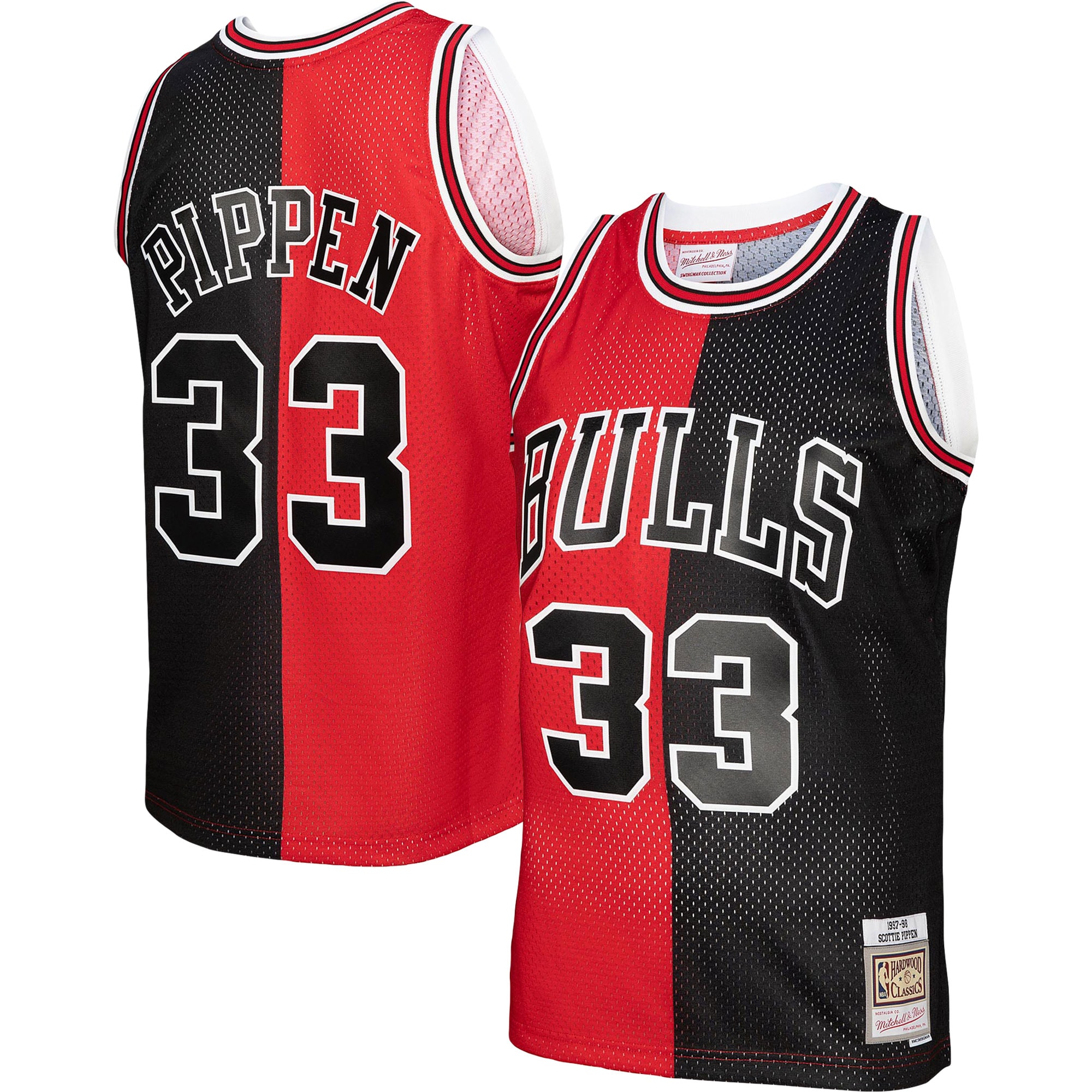 Scottie Pippen Chicago Bulls Mitchell &Ness Hardwood Classics 1997/98 Split Swingman Jersey - Red/Black - PersonalJerseys