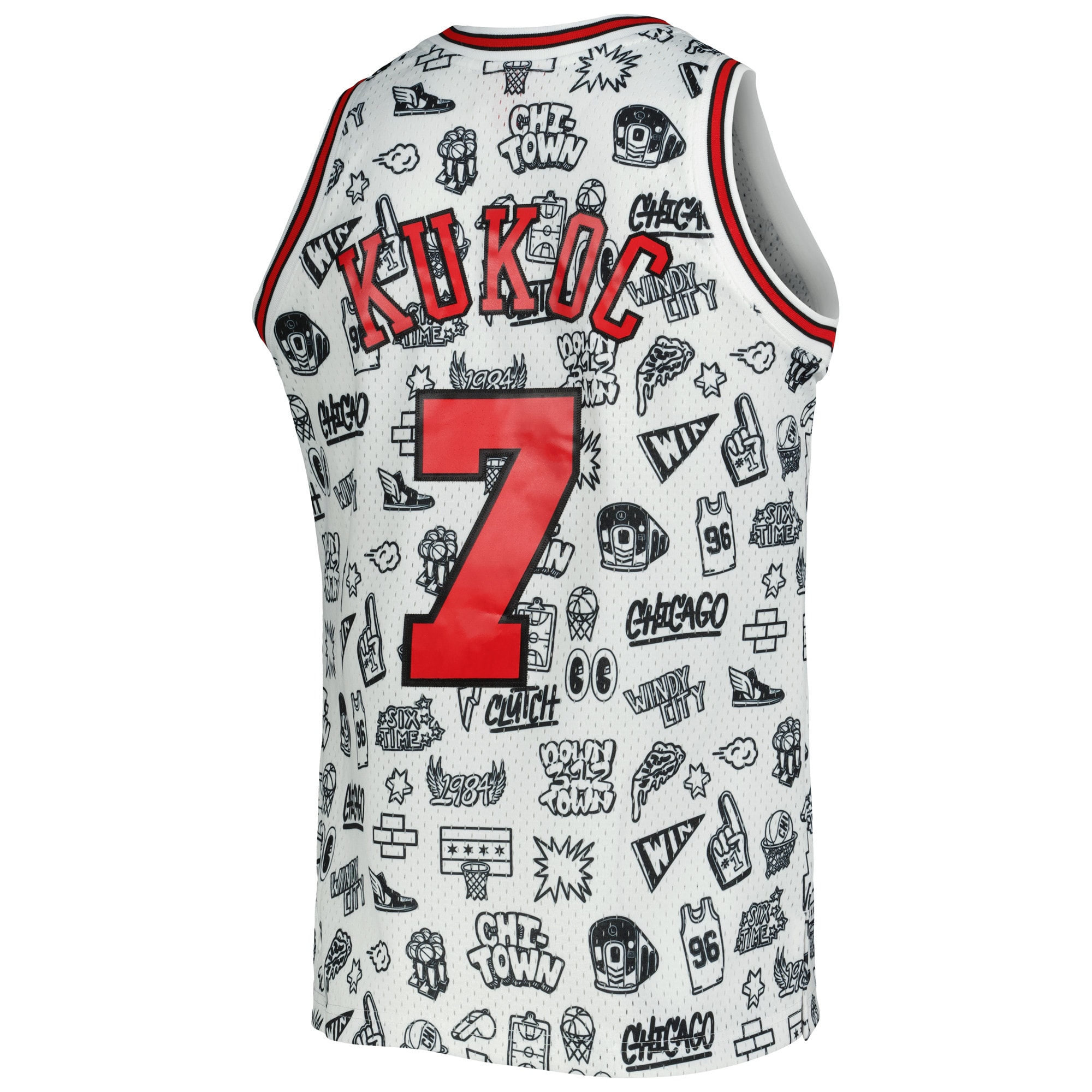 Toni Kukoc Chicago Bulls Mitchell &Ness 1997/98 Hardwood Classics Doodle Swingman Jersey - White - PersonalJerseys