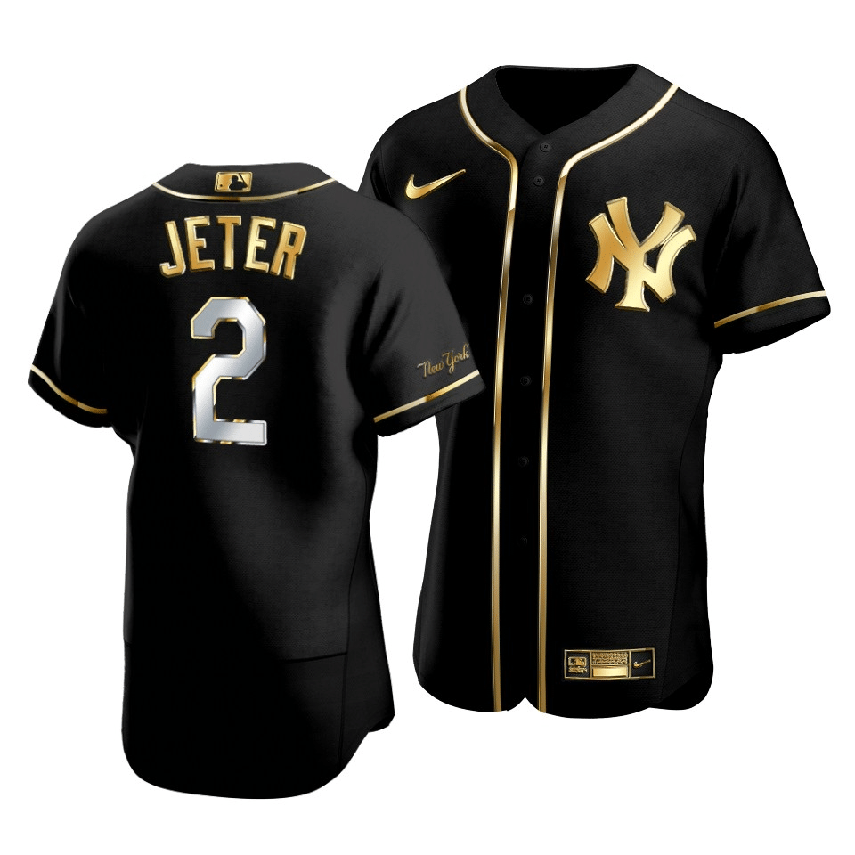 Men's New York Yankees Derek Jeter #2 Golden Edition Black Jersey - Friend Lounge Store - Shop for All Things Jerseys Sports - PersonalJerseys