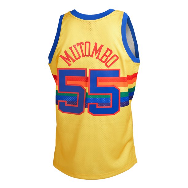 Men's Denver Nuggets Dikembe Mutombo Mitchell &Ness Gold Hardwood Classics Reload 2.0 Swingman Jersey - PersonalJerseys