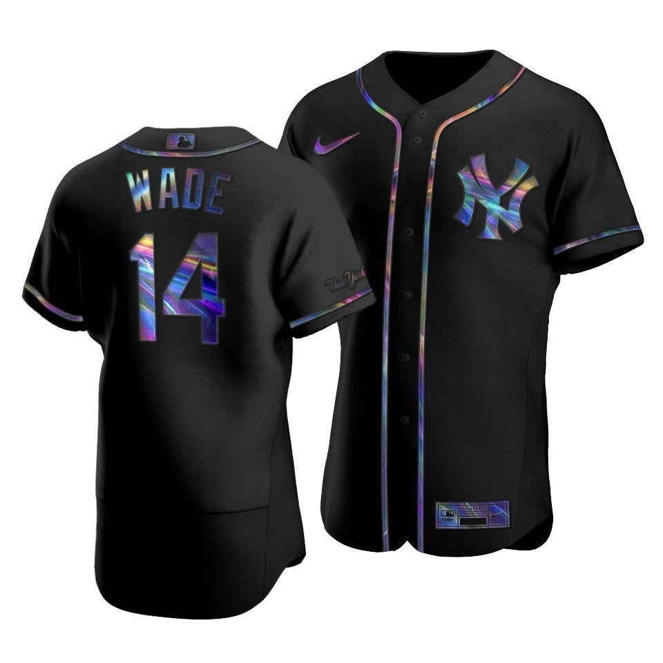 Men's New York Yankees Tyler Wade #14 Iridescent Logo Holographic Limited Jersey Black - Friend Lounge Store - Shop for All Things Jerseys Sports - PersonalJerseys