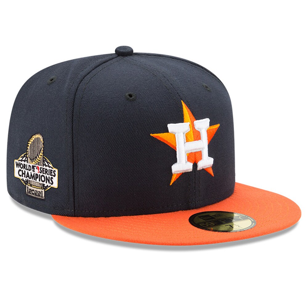 Houston Astros New Era 2022 World Series Champions Road Side Patch 59FIFTY Fitted Hat - Navy/Orange - PersonalJerseys