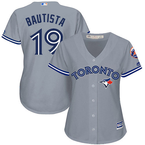 Women's Toronto Blue Jays Jose Bautista Replica Road Jersey - Gray - PersonalJerseys