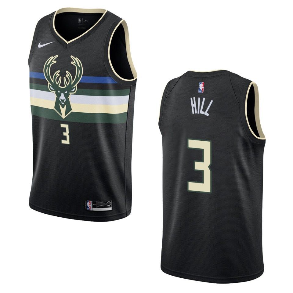 Men's 2019-20 Milwaukee Bucks #3 George Hill Statement Swingman Jersey - Black - Friend Lounge Store - Shop for All Things Jerseys Sports - PersonalJerseys