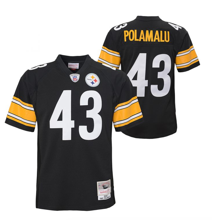 Youth Pittsburgh Steelers Troy Polamalu Mitchell & Ness Black Retired Player Legacy Replica Jersey - PersonalJerseys