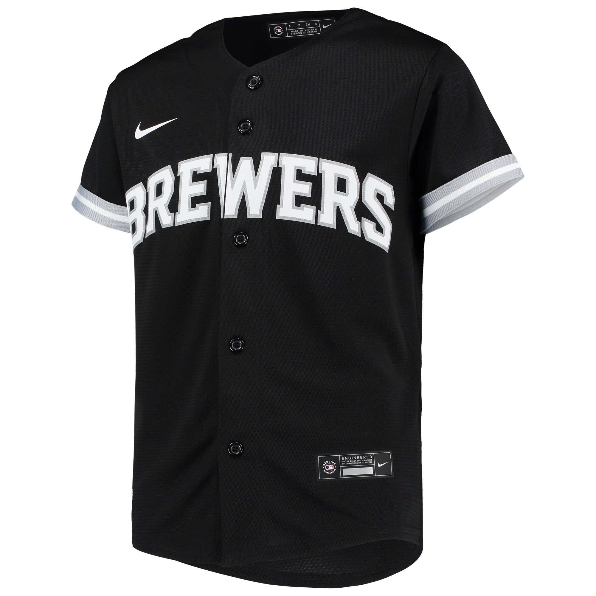 Milwaukee Brewers Nike Youth Replica Team Jersey - Black/White - PersonalJerseys