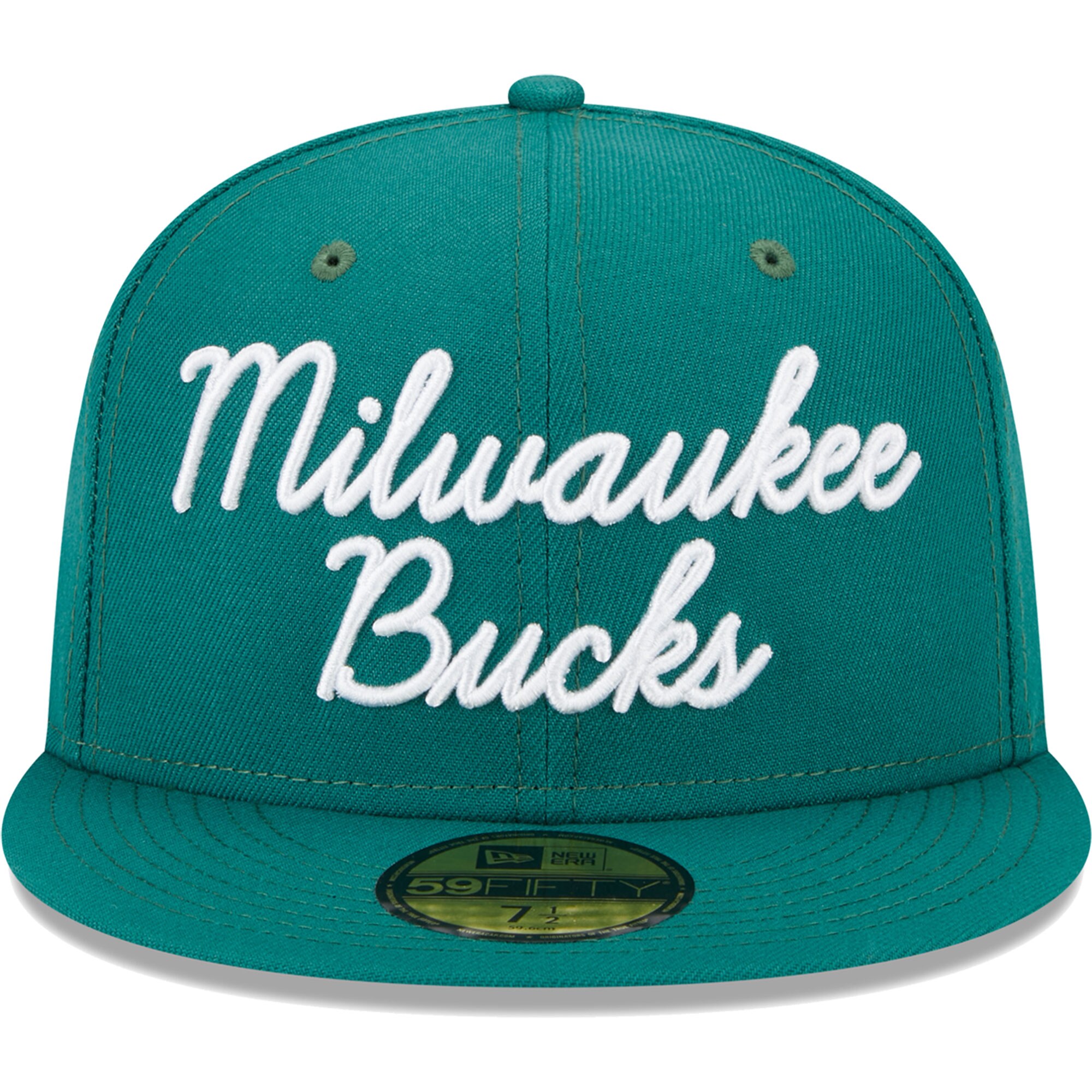 Milwaukee Bucks New Era Script 59FIFTY Fitted Hat - Augusta Green - PersonalJerseys