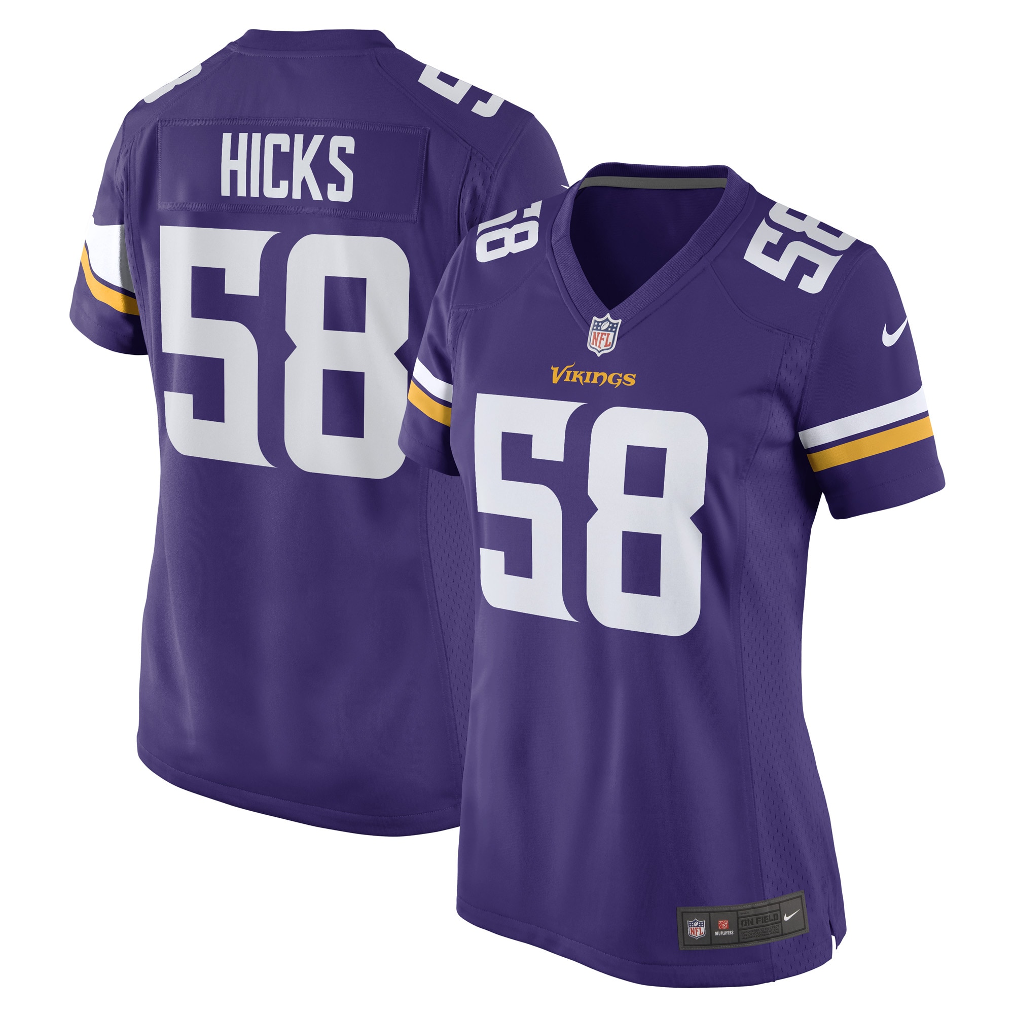 Jordans Hicks Minnesota Vikings Nike Women's Game Player Jersey - Purple - PersonalJerseys