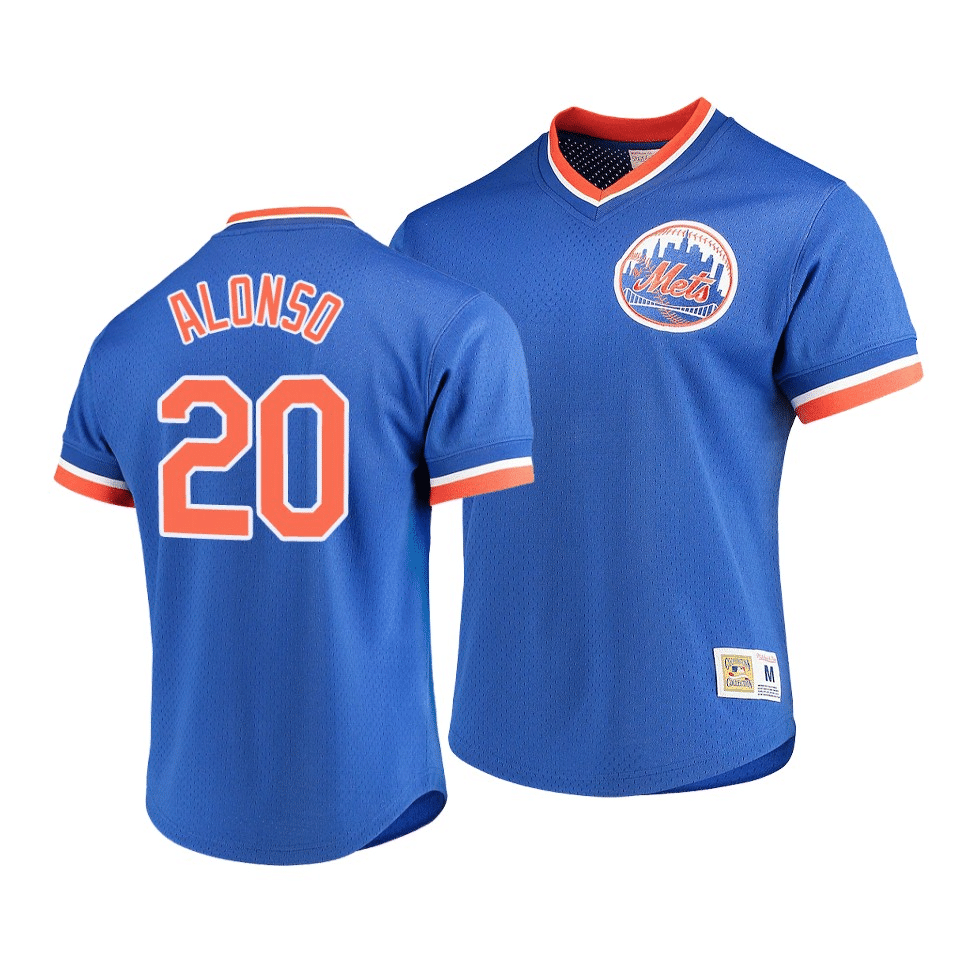 Men's New York Mets Pete Alonso #20 Cooperstown Collection Mesh V-Neck Jersey Royal - Friend Lounge Store - Shop for All Things Jerseys Sports - PersonalJerseys