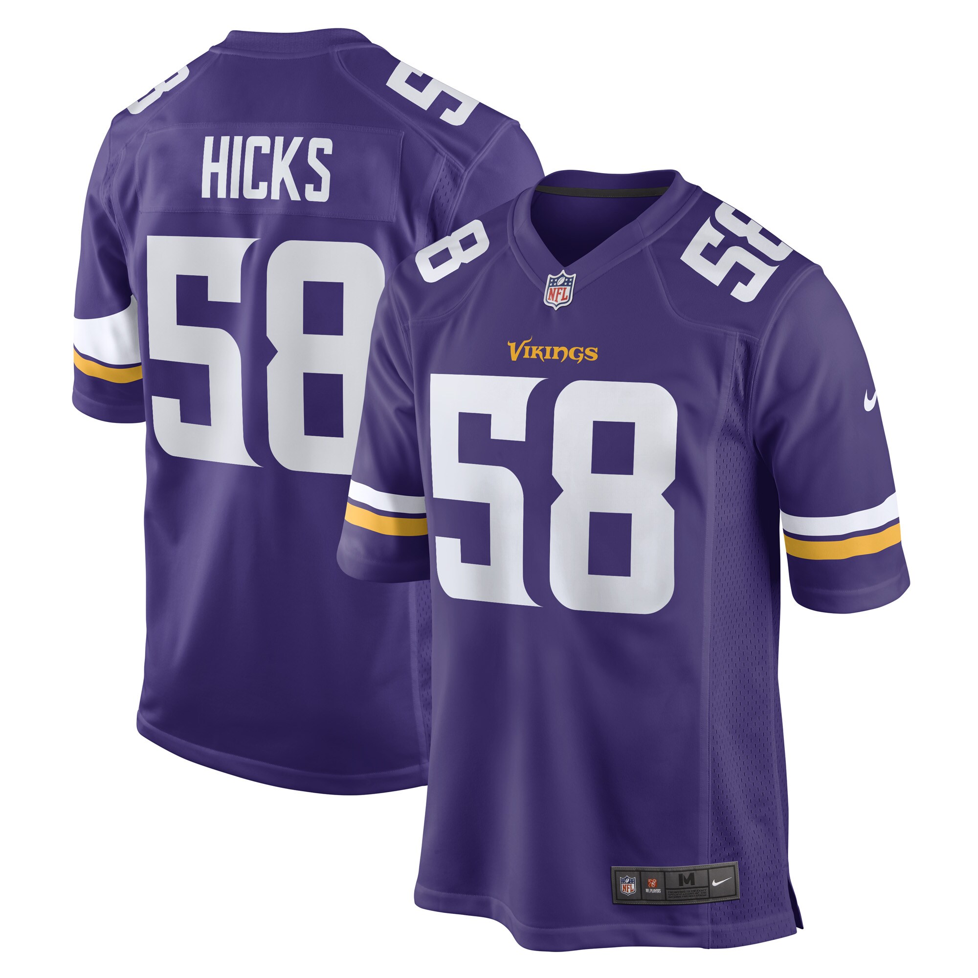 Minnesota Vikings Jordan Hicks Purple Game Player Jersey for Youth Women Men - Friend Lounge Store - Shop for All Things Jerseys Sports - PersonalJerseys