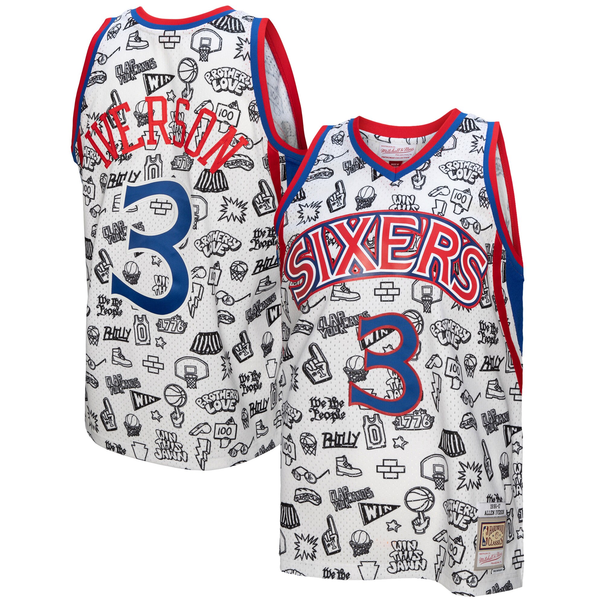 Allen Iverson Philadelphia 76ers Mitchell & Ness 1996/97 Swingman Jersey - White - PersonalJerseys