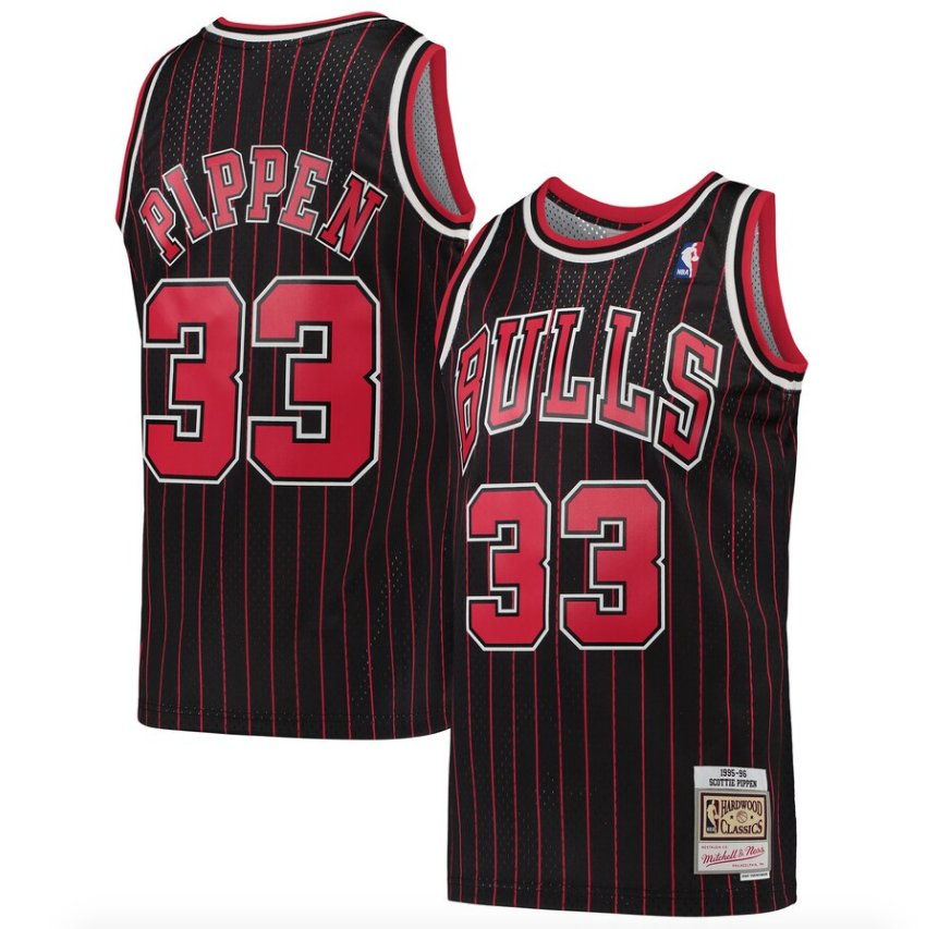 Men's Mitchell & Ness Scottie Pippen Black Chicago Bulls Hardwood Classics 1995-96 Swingman Jersey - Sports Wear Jersey - PersonalJerseys