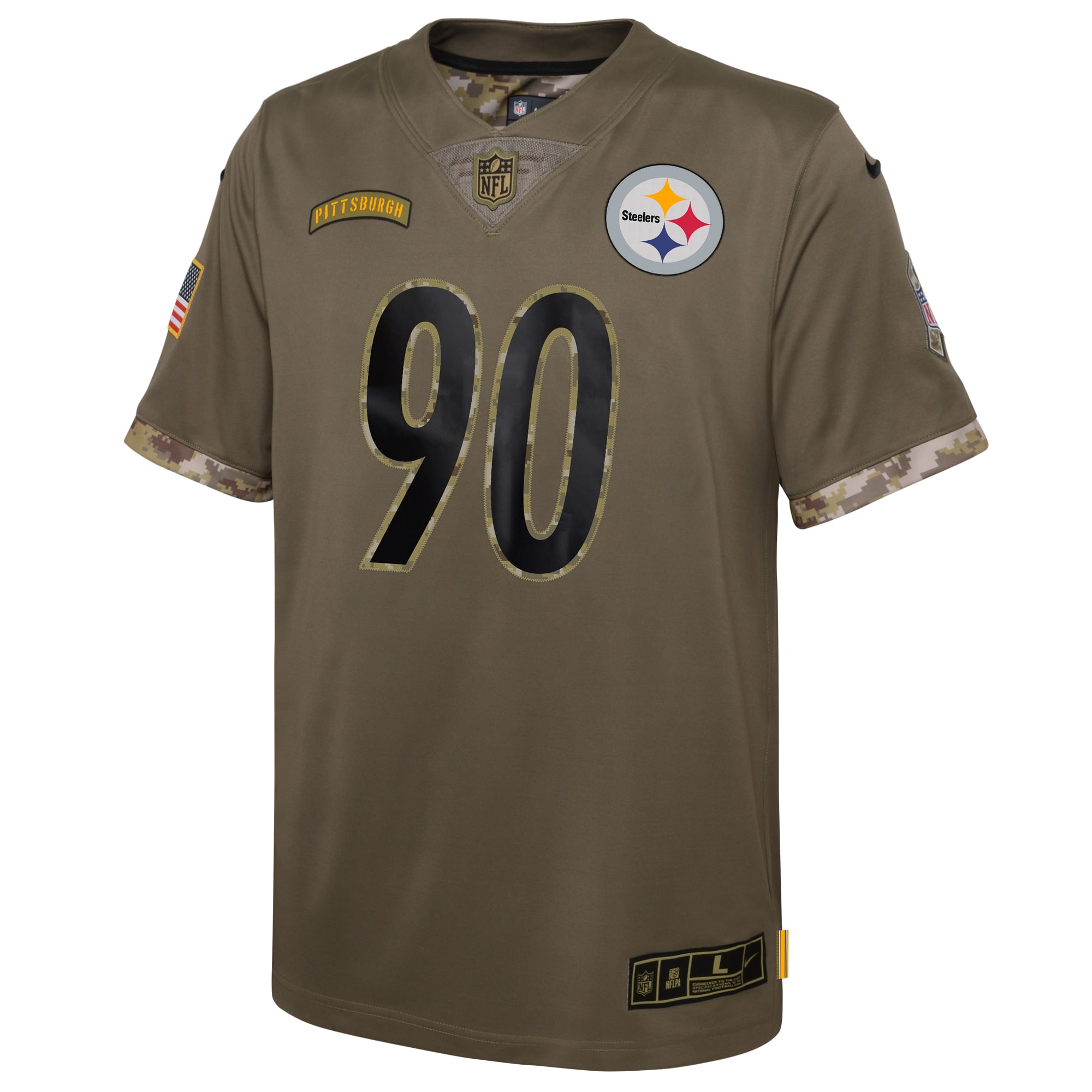 Pittsburgh Steelers Nike Youth 2022 Salute To Service Player Limited Jersey - Olive - PersonalJerseys
