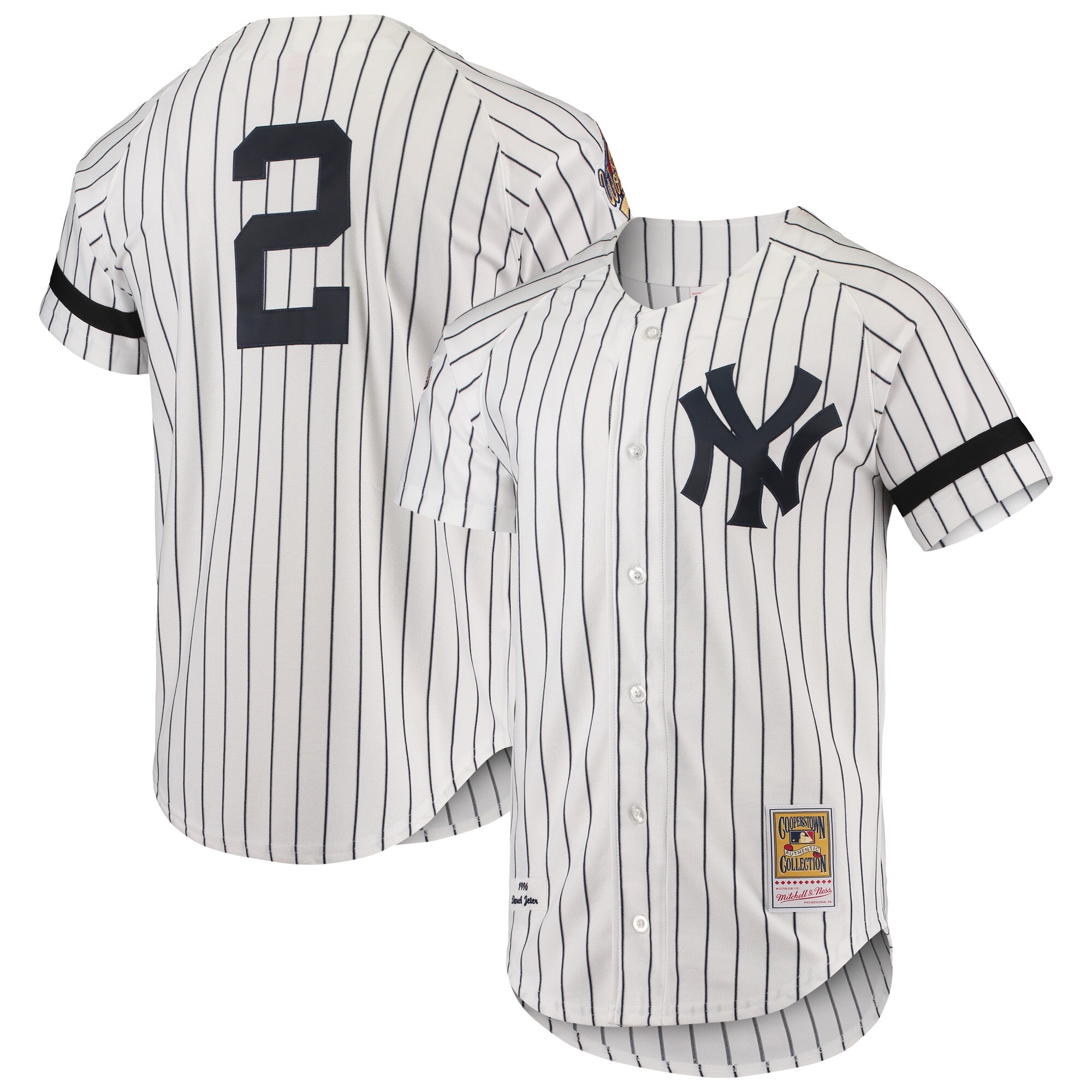 New York Yankees Mitchell & Ness Cooperstown Collection 1996 Authentic Home Jersey - White - PersonalJerseys