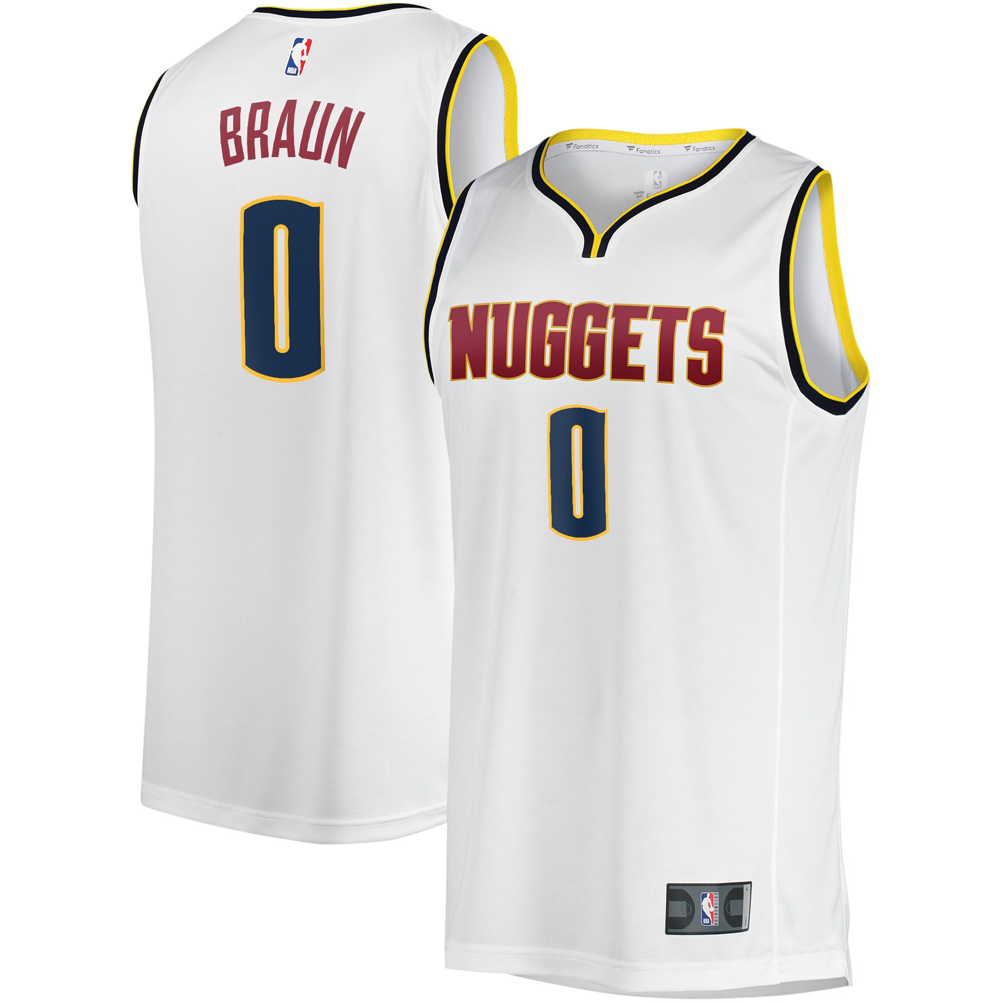 Christian Braun Denver Nuggets Fanatics Branded Youth Fast Break Player Jersey - Association Edition - White - PersonalJerseys