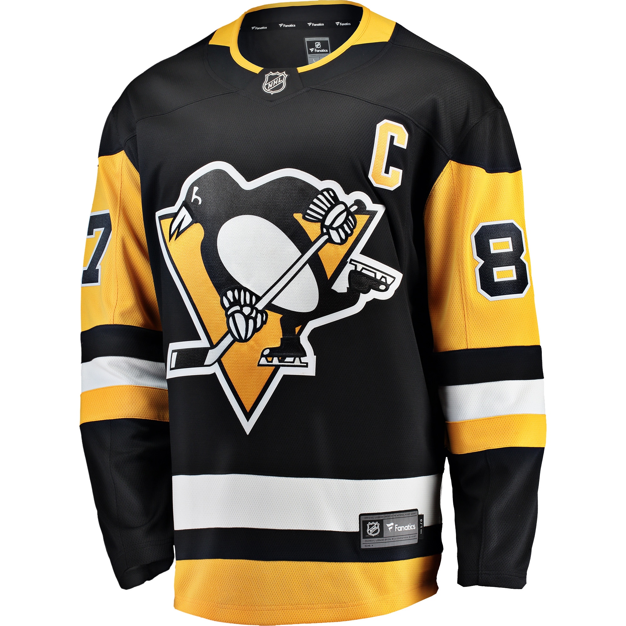 Sidney Crosby Pittsburgh Penguins Fanatics Branded Captain Patch Home Breakaway Jersey - Black - PersonalJerseys