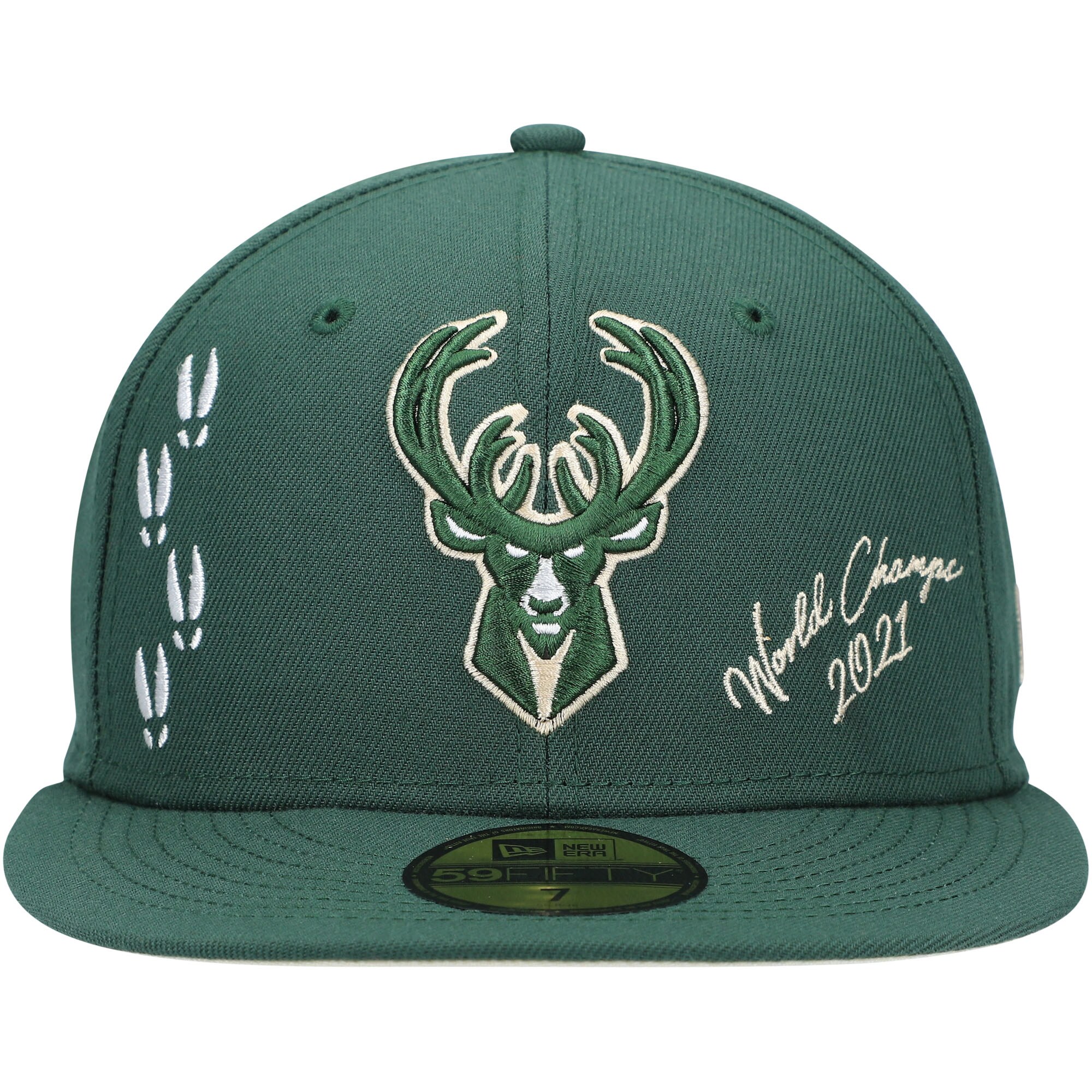 Milwaukee Bucks New Era 2021 NBA Finals Champions Icon 59FIFTY Fitted Hat - Hunter Green - PersonalJerseys