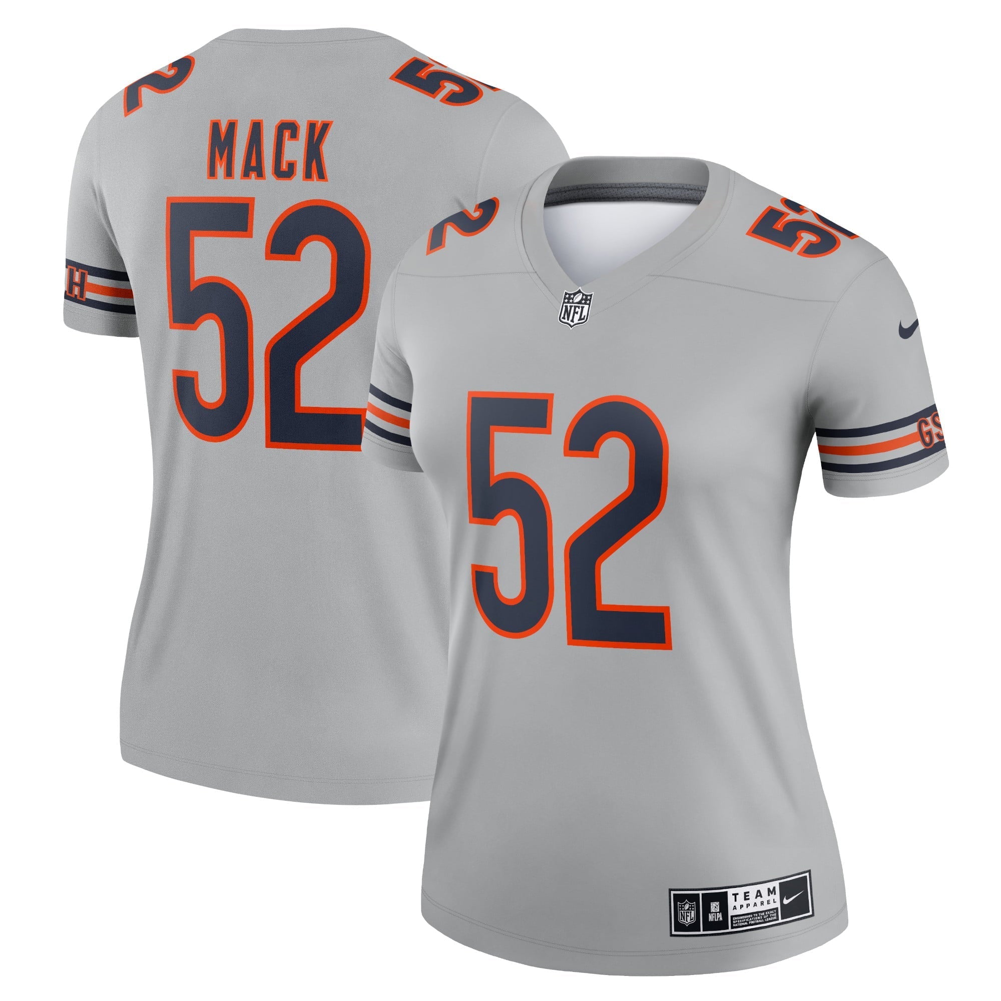 Women's Nike Khalil Mack Gray Chicago Bears Inverted Legend Jersey - PersonalJerseys