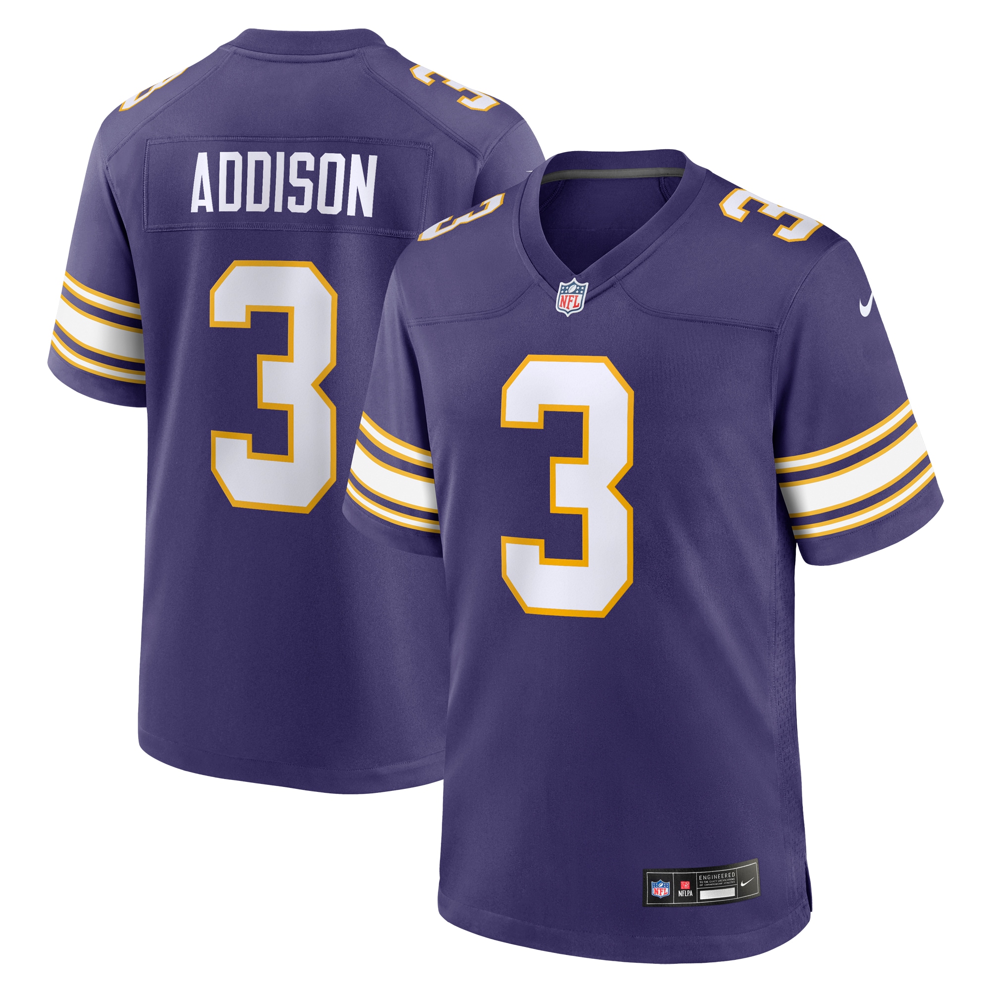 Jordans Addison Minnesota Vikings Nike Classic Player Game Jersey - Purple - PersonalJerseys
