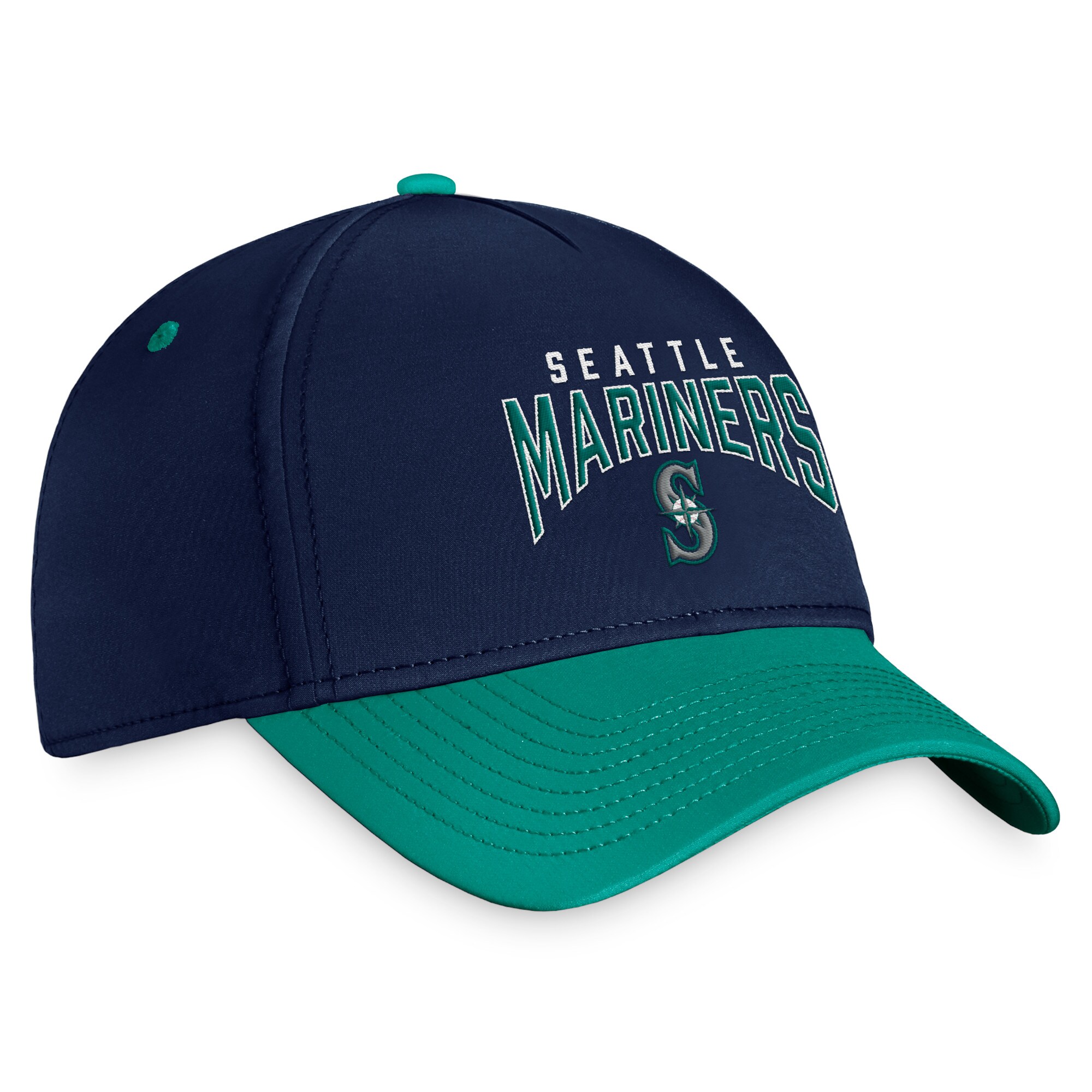 Seattle Mariners Fanatics Branded Stacked Logo Flex Hat - Navy/Aqua - PersonalJerseys