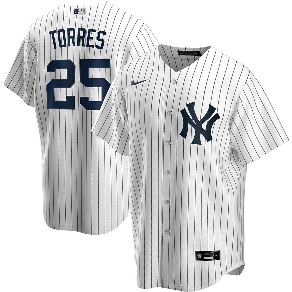 Mens New York Yankees Gleyber Torres Cool Base Replica Jersey White - PersonalJerseys