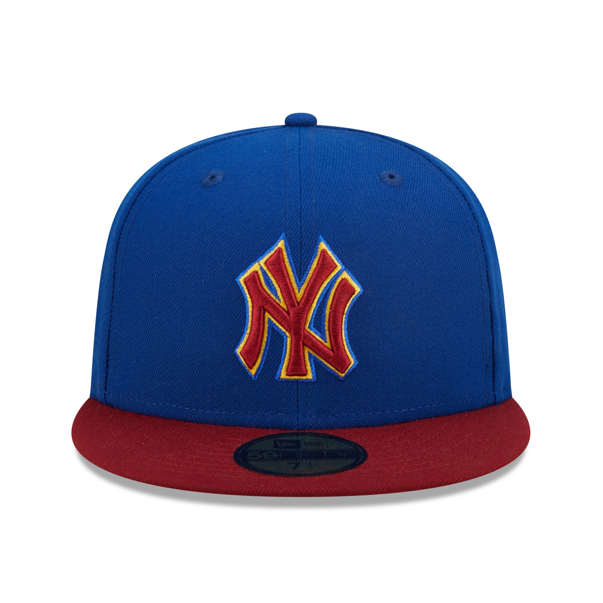 New York Yankees New Era Logo Primary Jewel Gold Undervisor 59FIFTY Fitted Hat - Royal/Red - PersonalJerseys