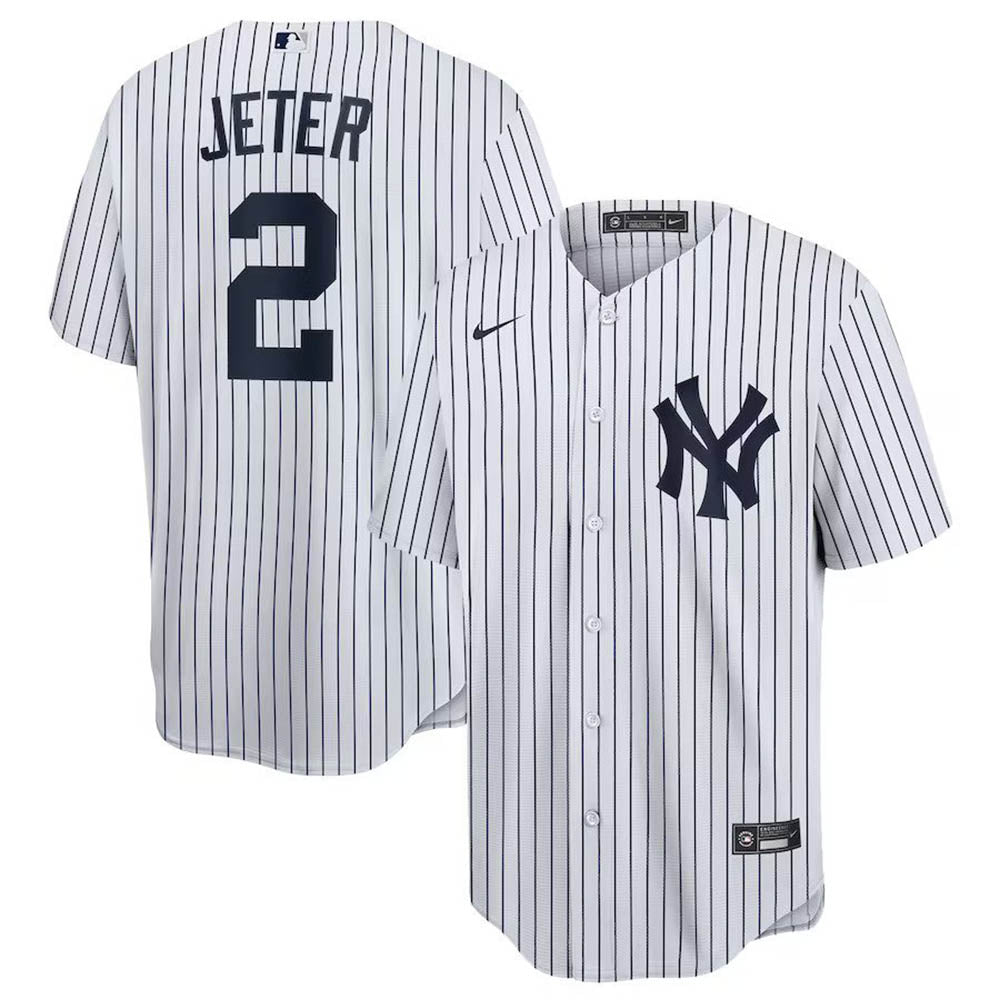 Men's New York Yankees Derek Jeter Home Player Name Jersey - White/Navy - PersonalJerseys
