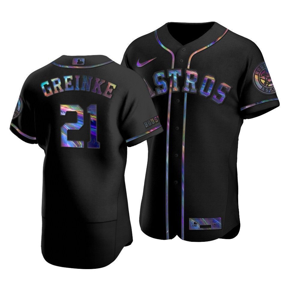 Men's Houston Astros Zack Greinke #21 Iridescent Logo Holographic Limited Jersey Black - Friend Lounge Store - Shop for All Things Jerseys Sports - PersonalJerseys