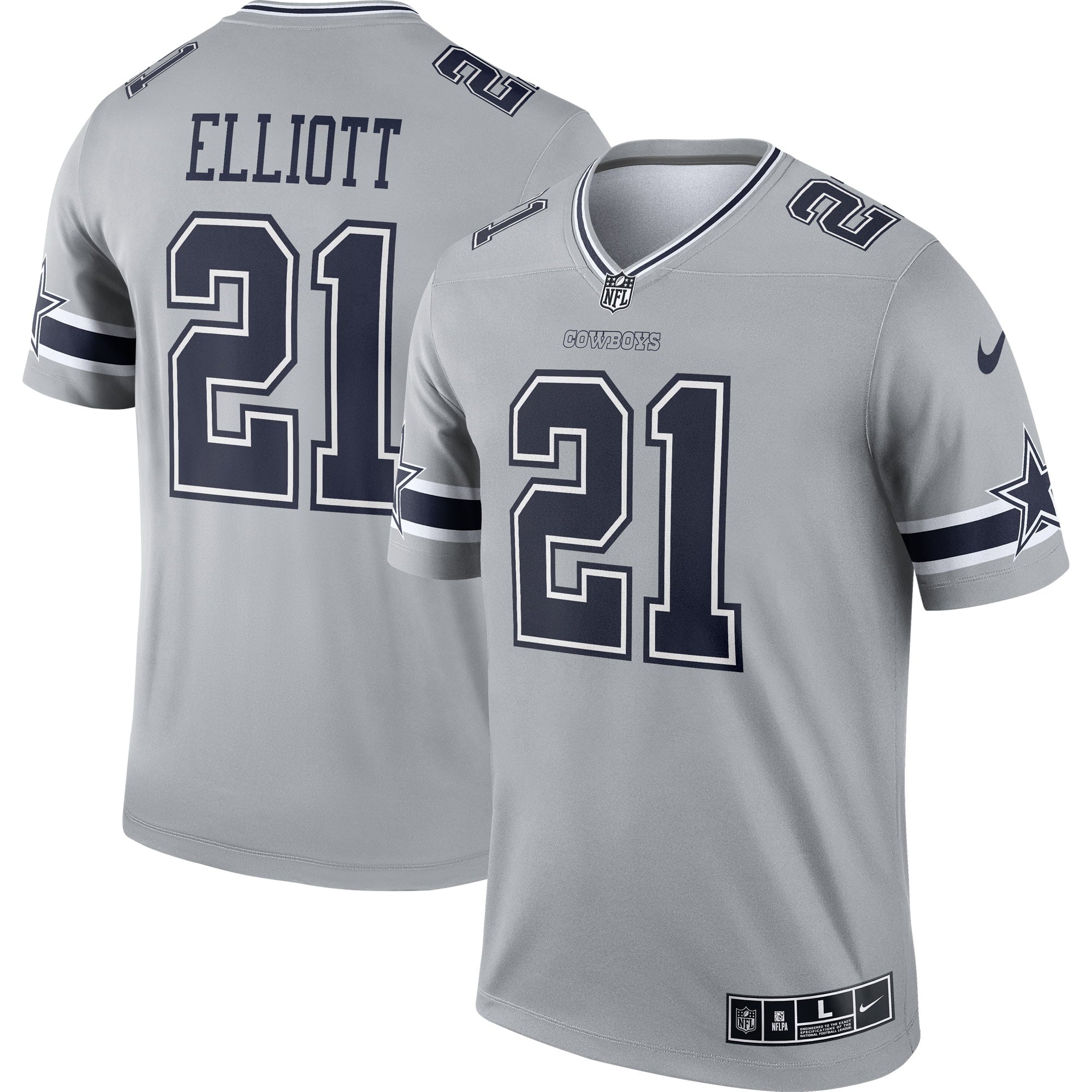 Men's Nike Ezekiel Elliott Silver Dallas Cowboys Inverted Legend Jersey - PersonalJerseys