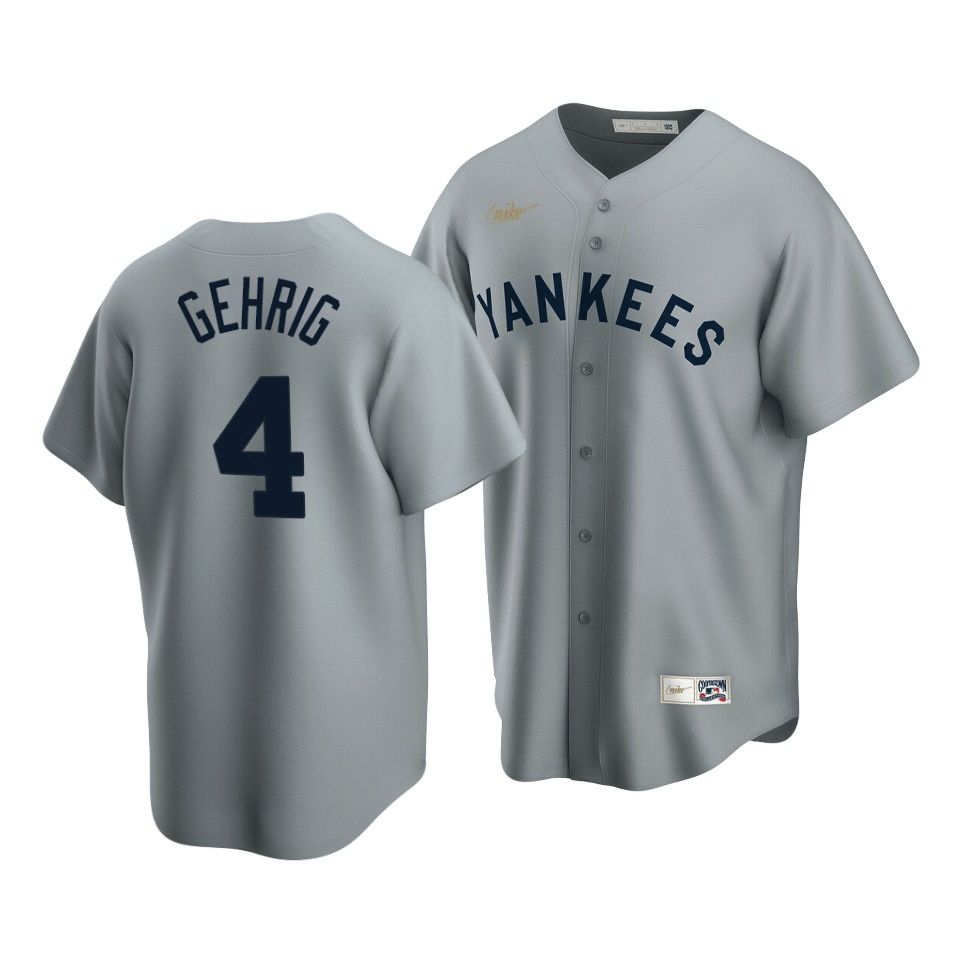 Men's New York Yankees Lou Gehrig #4 Cooperstown Collection Gray Road Jersey - Friend Lounge Store - Shop for All Things Jerseys Sports - PersonalJerseys