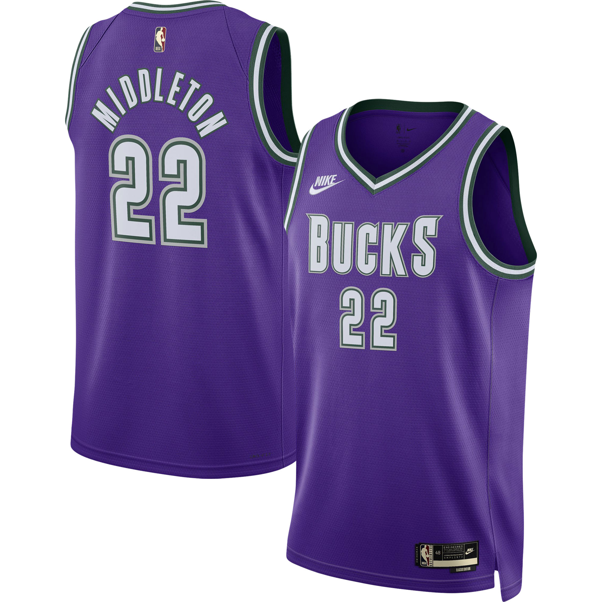 Khris Middleton Milwaukee Bucks Nike Swingman Jersey - Classic Edition - Purple - PersonalJerseys