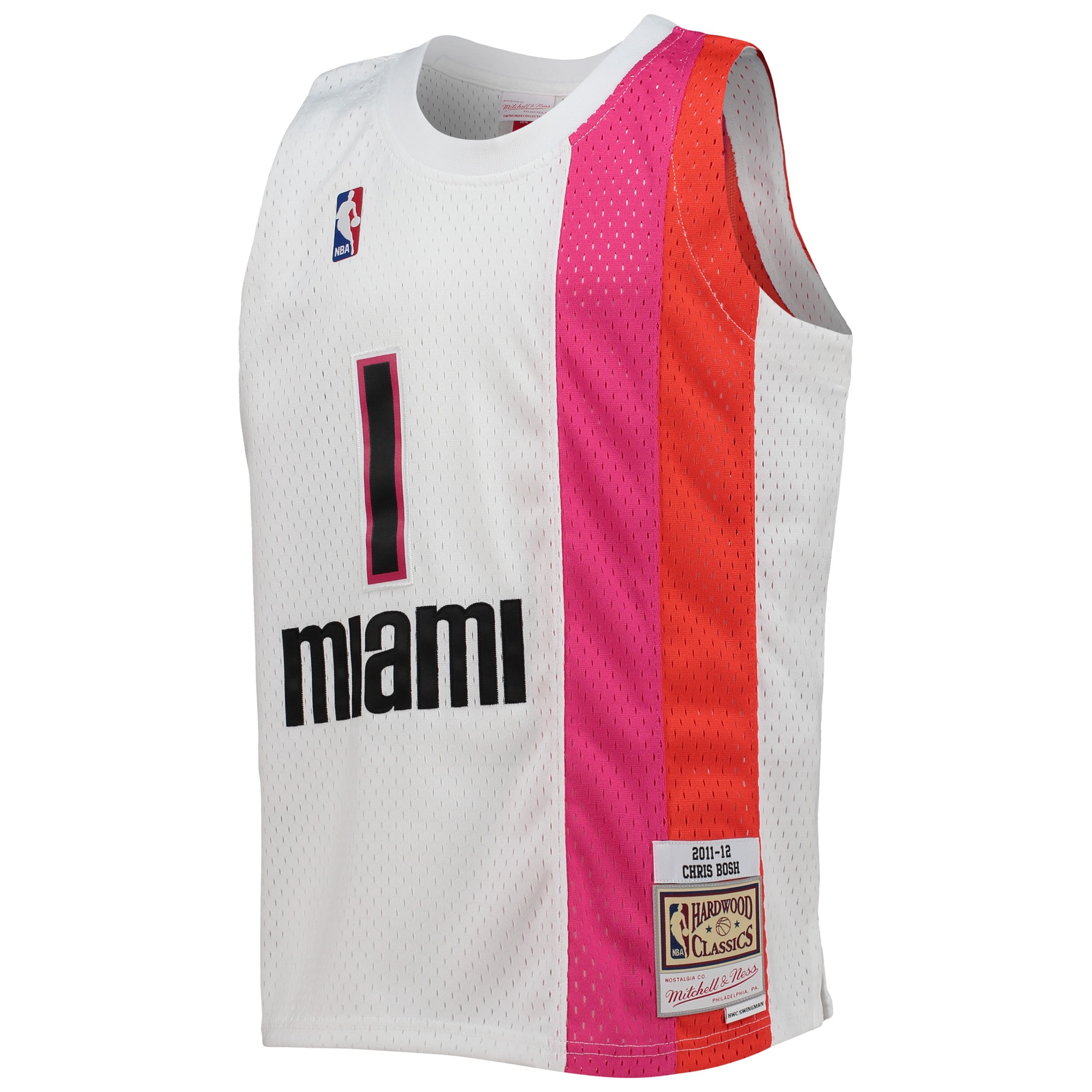 Chris Bosh Miami Heat Mitchell & Ness Youth 2011-12 Hardwood Classics Swingman Jersey - White - PersonalJerseys