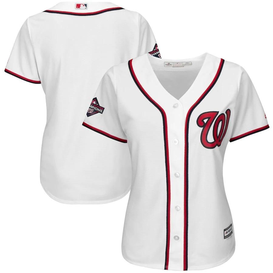 Washington Nationals Majestic Women's 2019 World Series Champions Home Cool Base Patch Jersey - White - Friend Lounge Store - Shop for All Things Jerseys Sports - PersonalJerseys