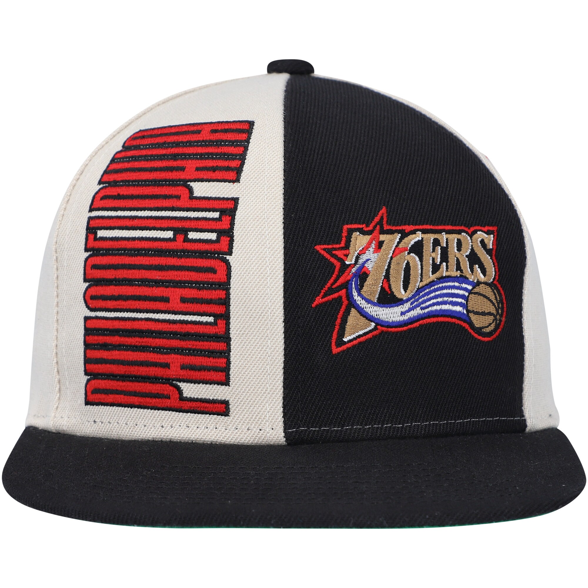 Philadelphia 76ers Mitchell & Ness Hardwood Classics Pop Snapback Hat - Cream - PersonalJerseys