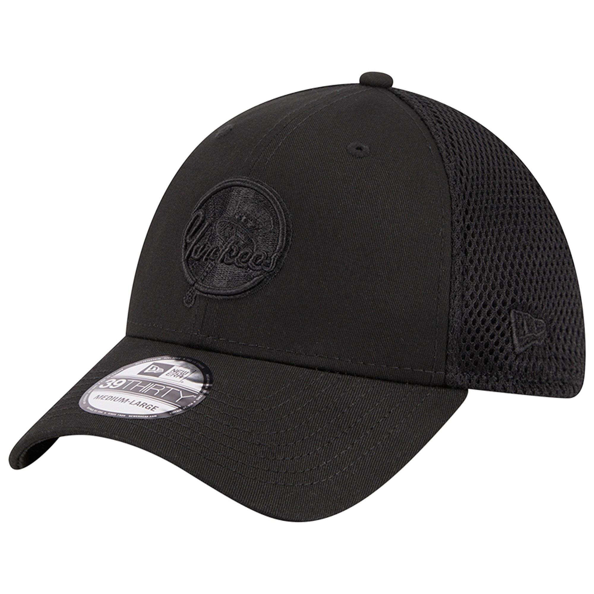 New York Yankees New Era Black-on-Black Neo Mesh 39THIRTY Flex Hat - PersonalJerseys