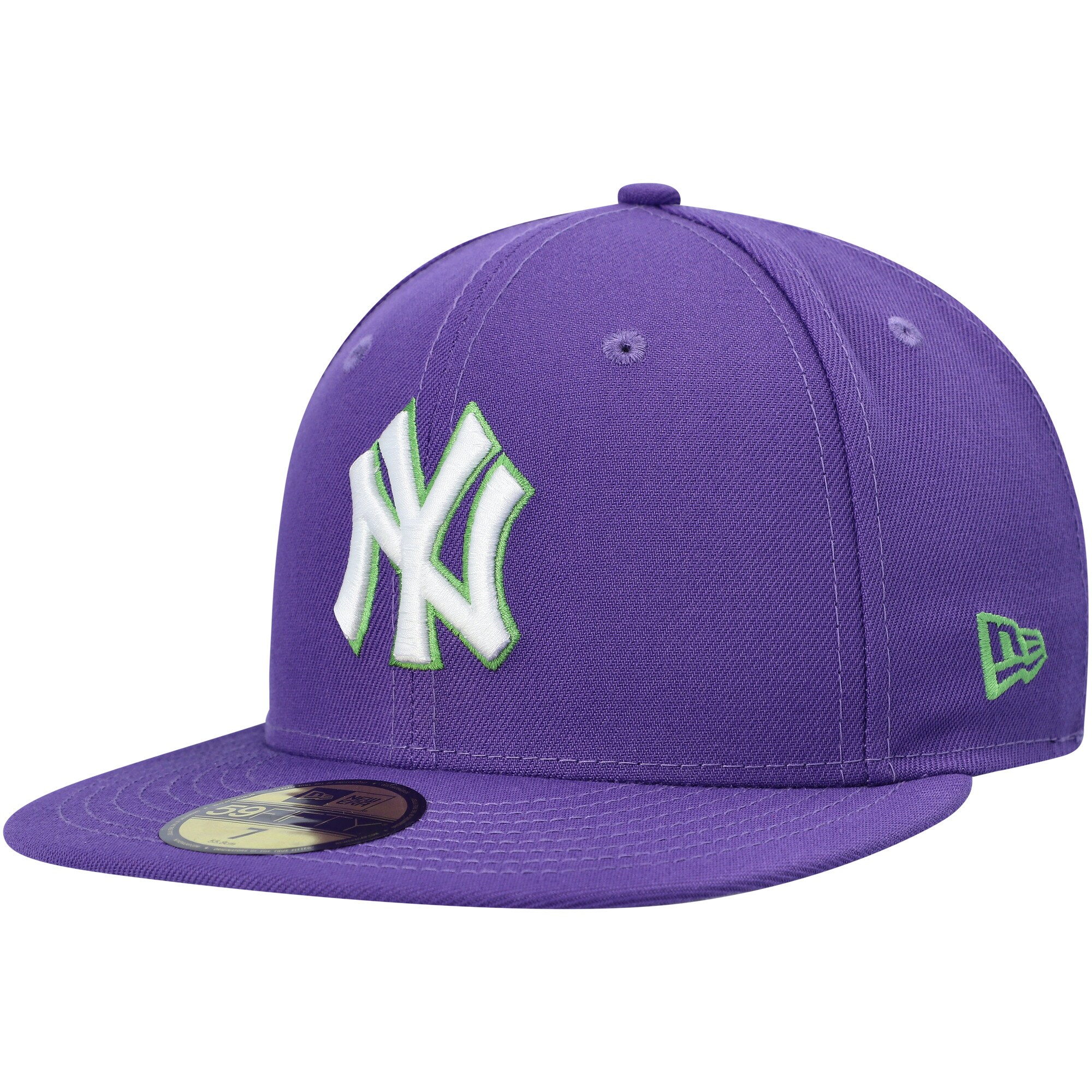 New York Yankees New Era Lime Side Patch 59FIFTY Fitted Hat - Purple - PersonalJerseys