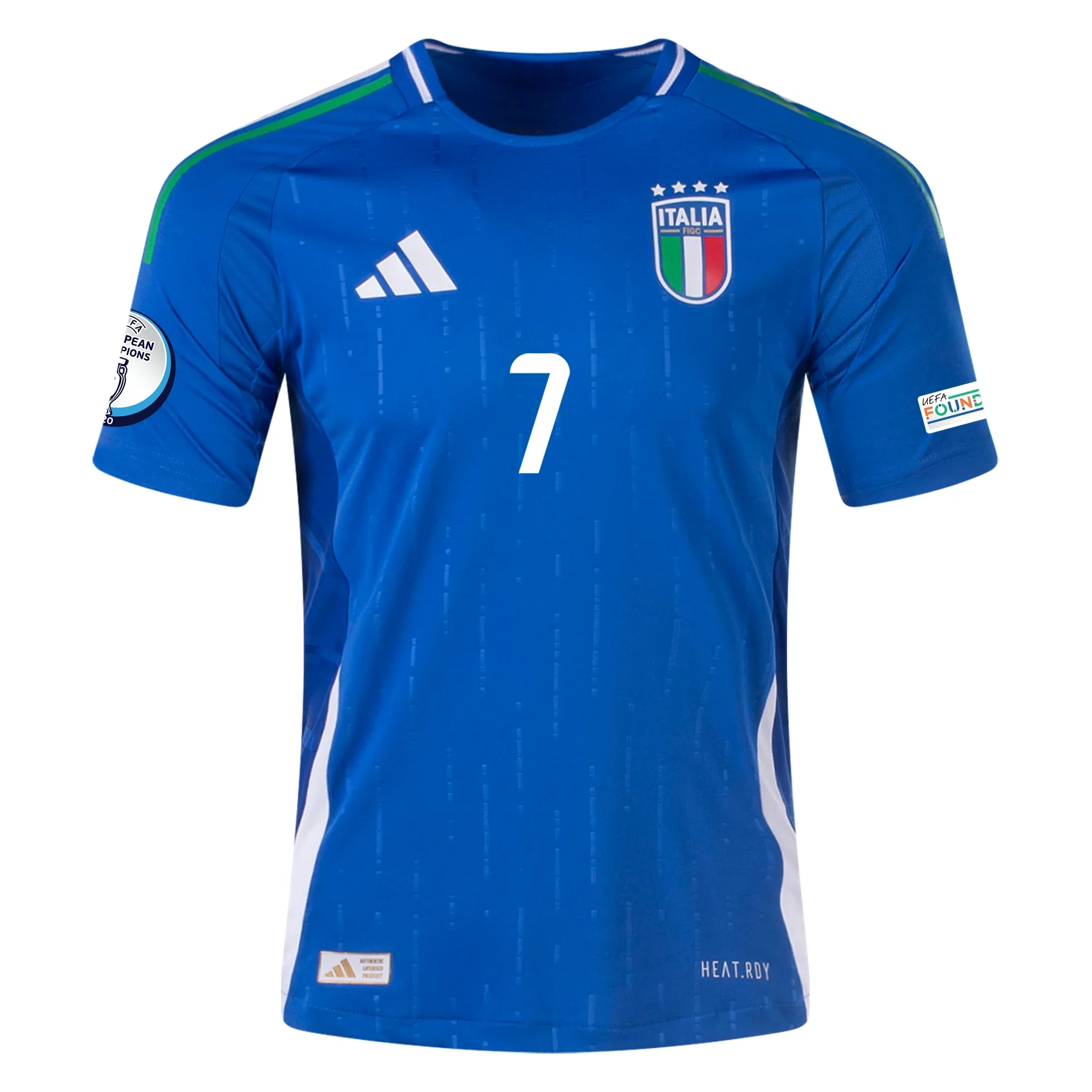 adidas Italy Authentic Lorenzo Pellegrini Home Jersey w/ Euro 2024 Patches 24/25 (Blue) - PersonalJerseys