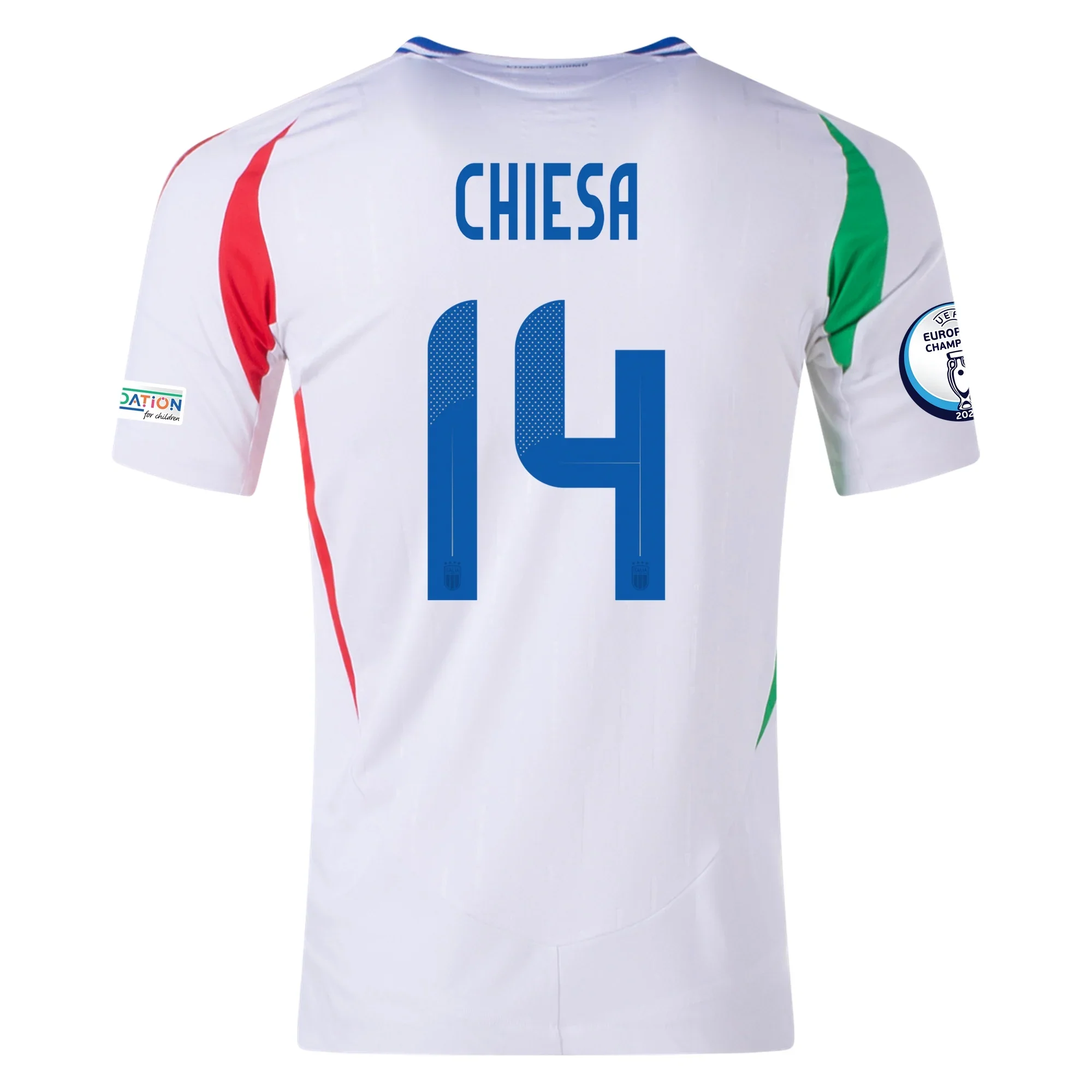 adidas Italy Authentic Federico Chiesa Away Jersey w/ Euro 2024 Patches 24/25 (White) - PersonalJerseys