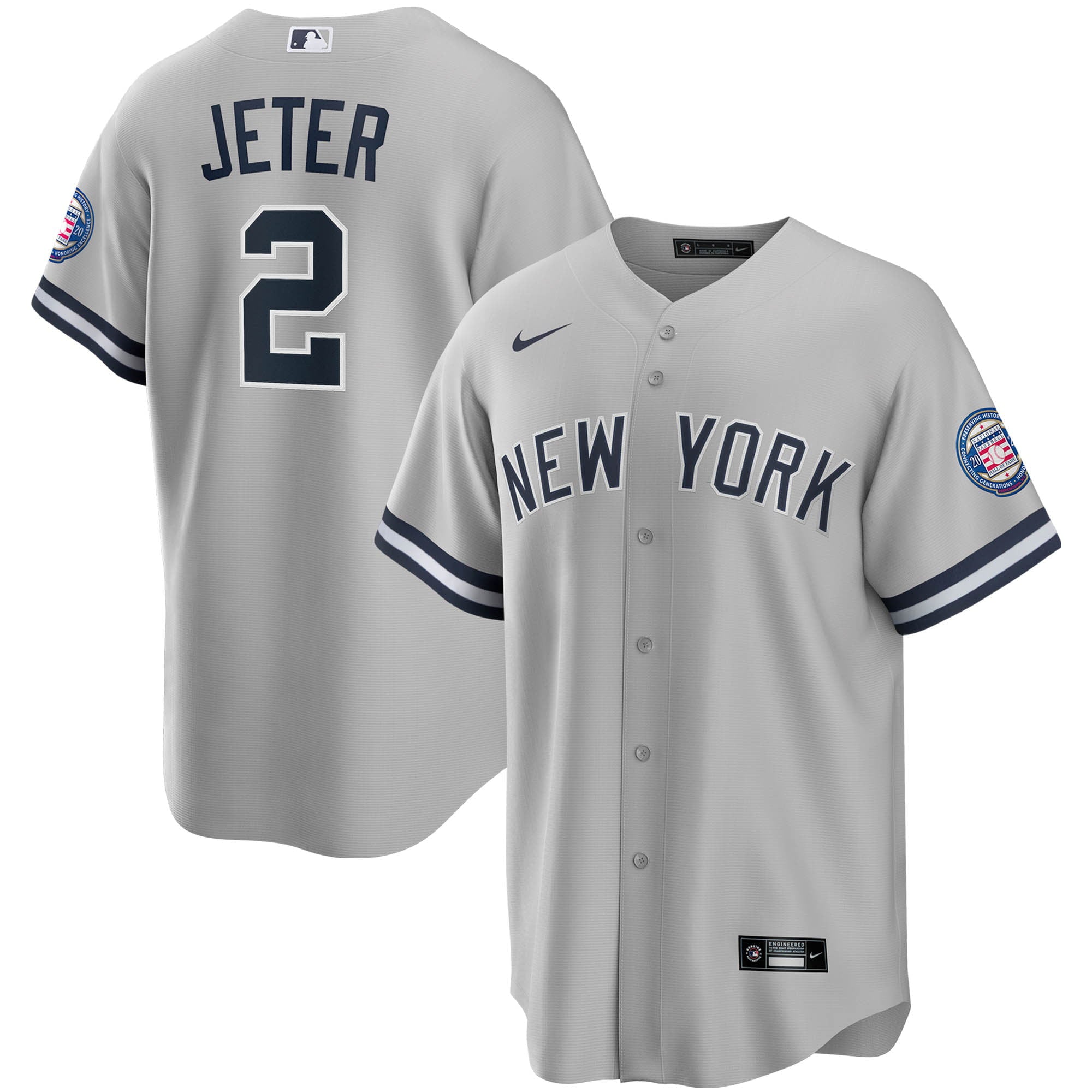 Men's Nike Derek Jeter Gray New York Yankees 2020 Hall of Fame Induction Road Replica Player Name Jersey - PersonalJerseys