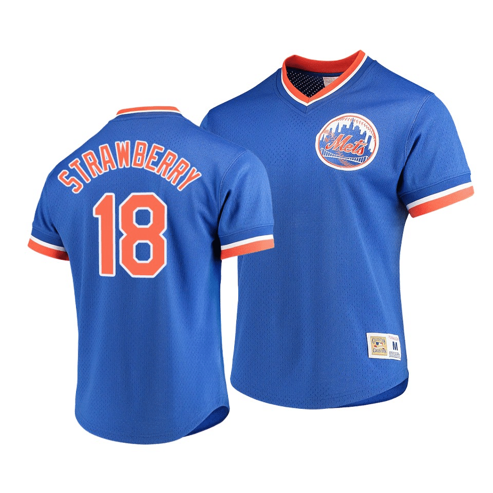 Men's New York Mets Darryl Strawberry #18 Cooperstown Collection Mesh V-Neck Jersey Royal - Friend Lounge Store - Shop for All Things Jerseys Sports - PersonalJerseys