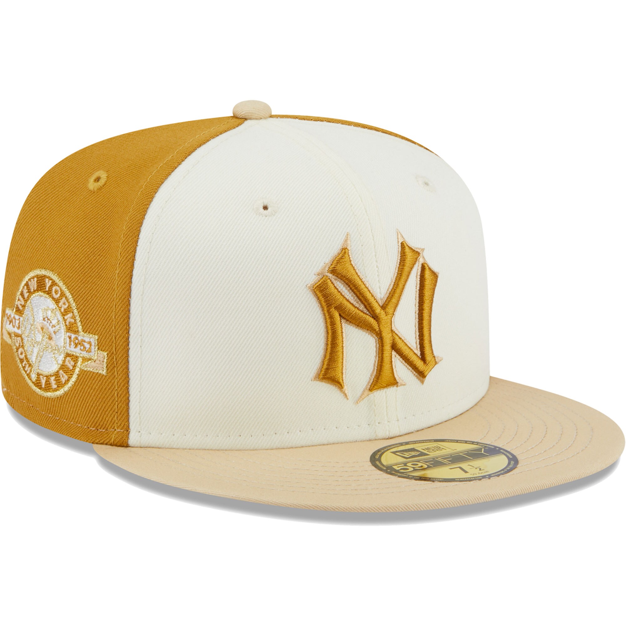 New York Yankees New Era  Chrome Anniversary 59FIFTY Fitted Hat - Cream/Gold - PersonalJerseys