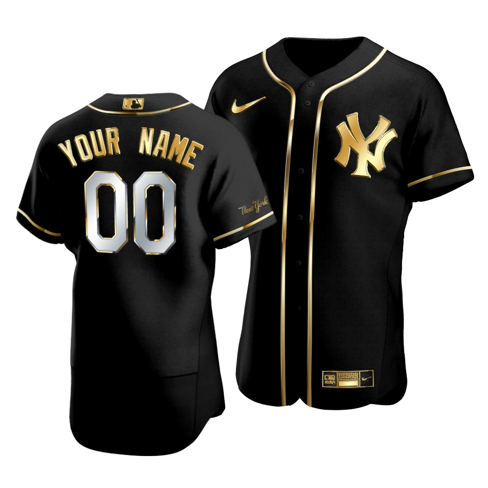 Men's New York Yankees Custom #00 Golden Edition Black Jersey - Friend Lounge Store - Shop for All Things Jerseys Sports - PersonalJerseys