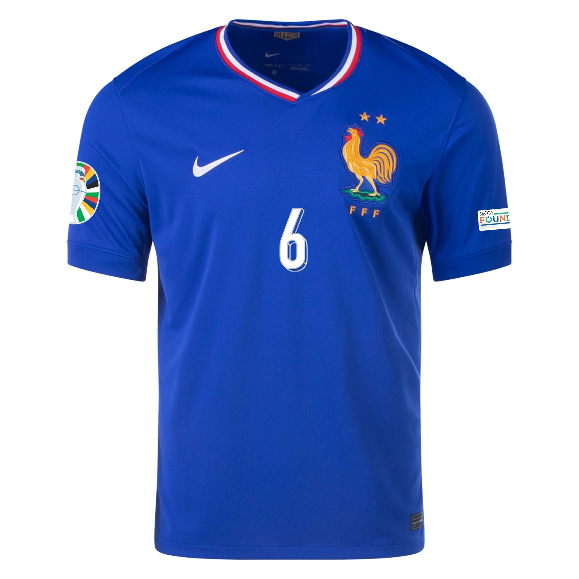 Nike France Eduardo Camavinga Home Jersey w/ Euro 2024 Patches 24/25 (Bright Blue/University Red) - PersonalJerseys